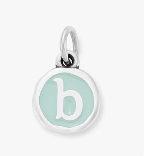James Avery Sterling Silver Enamel Initial Disc Charm Light Blue letter “B”