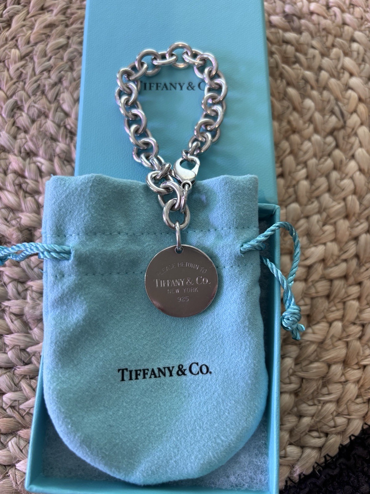 Tiffany & Co. Return to Tiffany 925 Sterling Silver Link Charm Bracelet, Signed