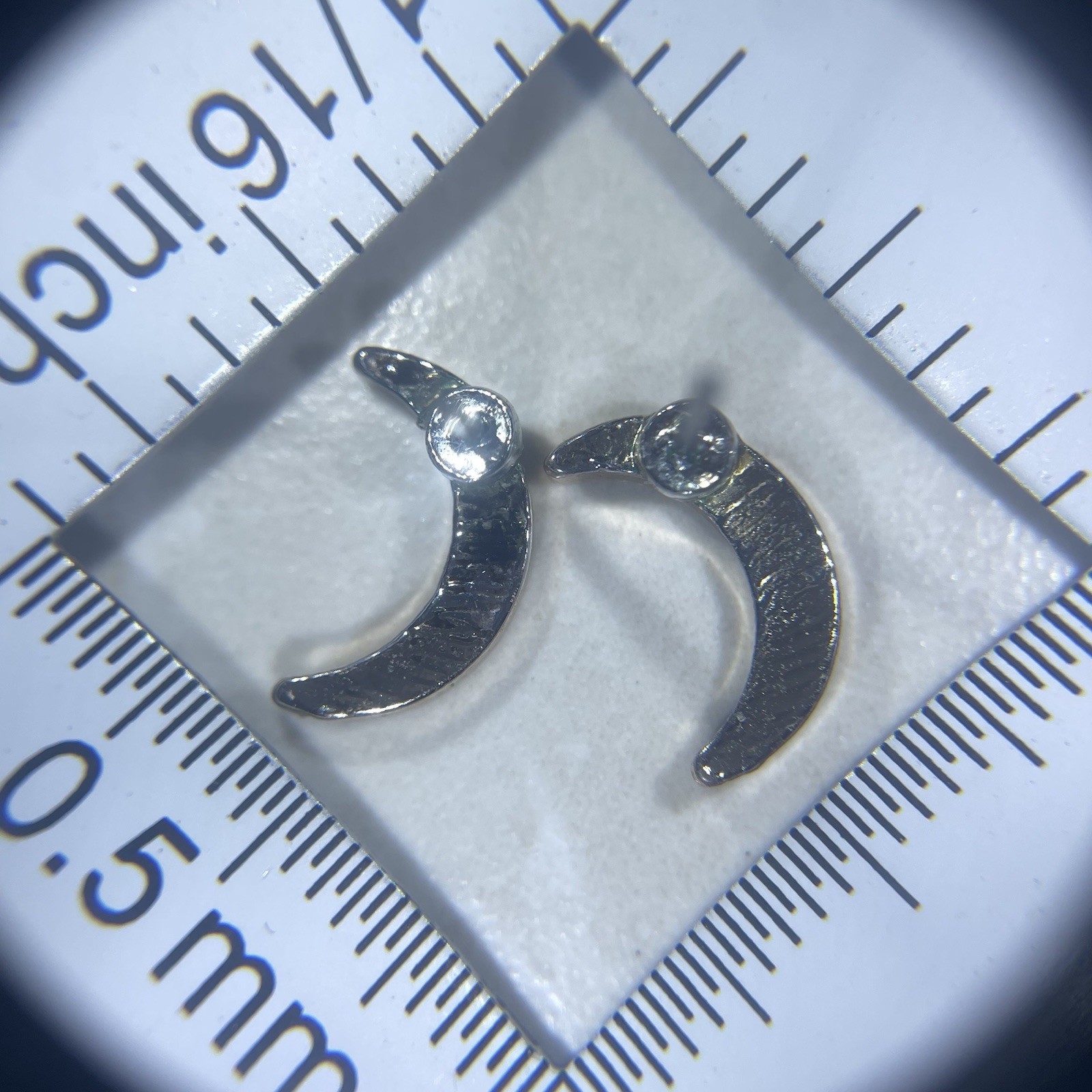Gold-Colored Metal Crescent Moon Stud Earrings
