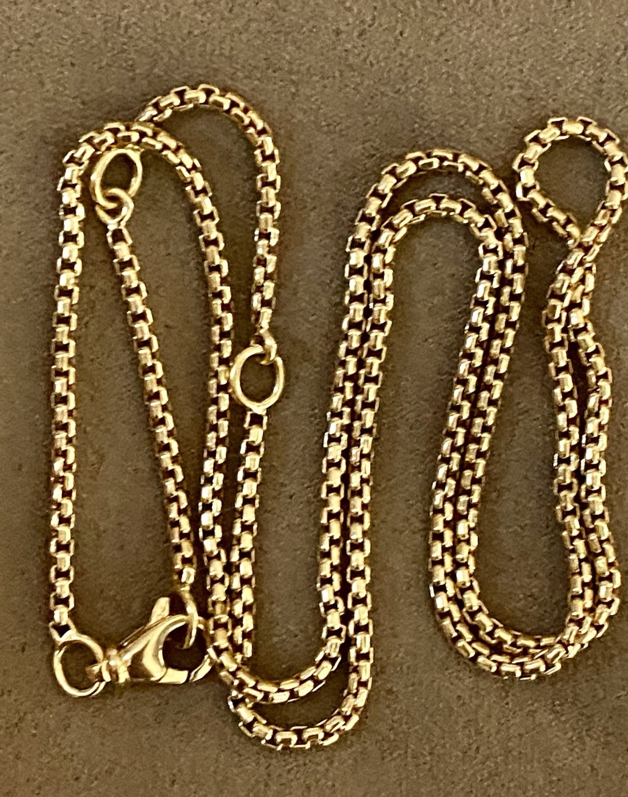 David Yurman 18k Yellow Gold Box Chain Necklace 1.7mm 16 17 18” Adjustable