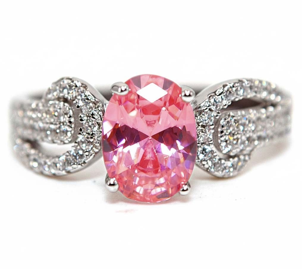 2CT Heat Treated Pink Topaz 925 Solid Sterling Silver Ring Sz 6,7,8,9 QB1