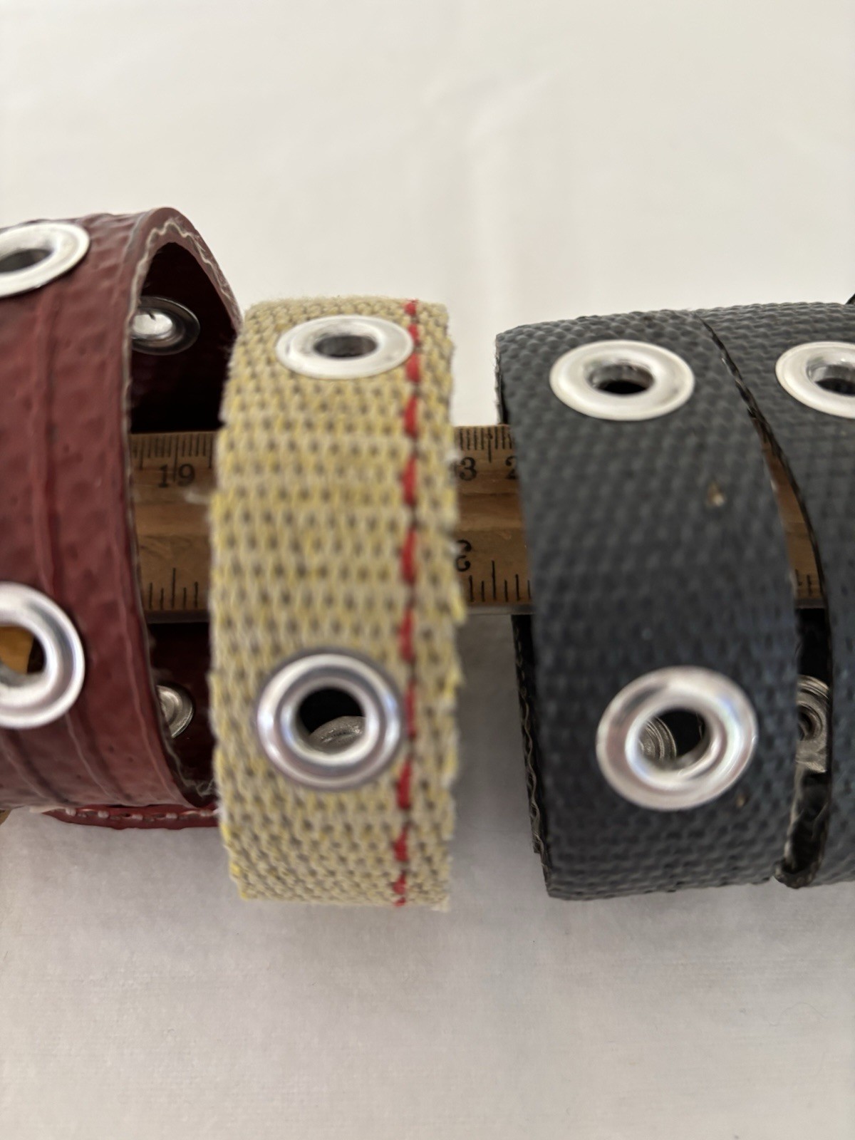 Repurposed /Recycled Fire Hose Bracelet Biker-Style, Snap Close, Grommets, 1×10