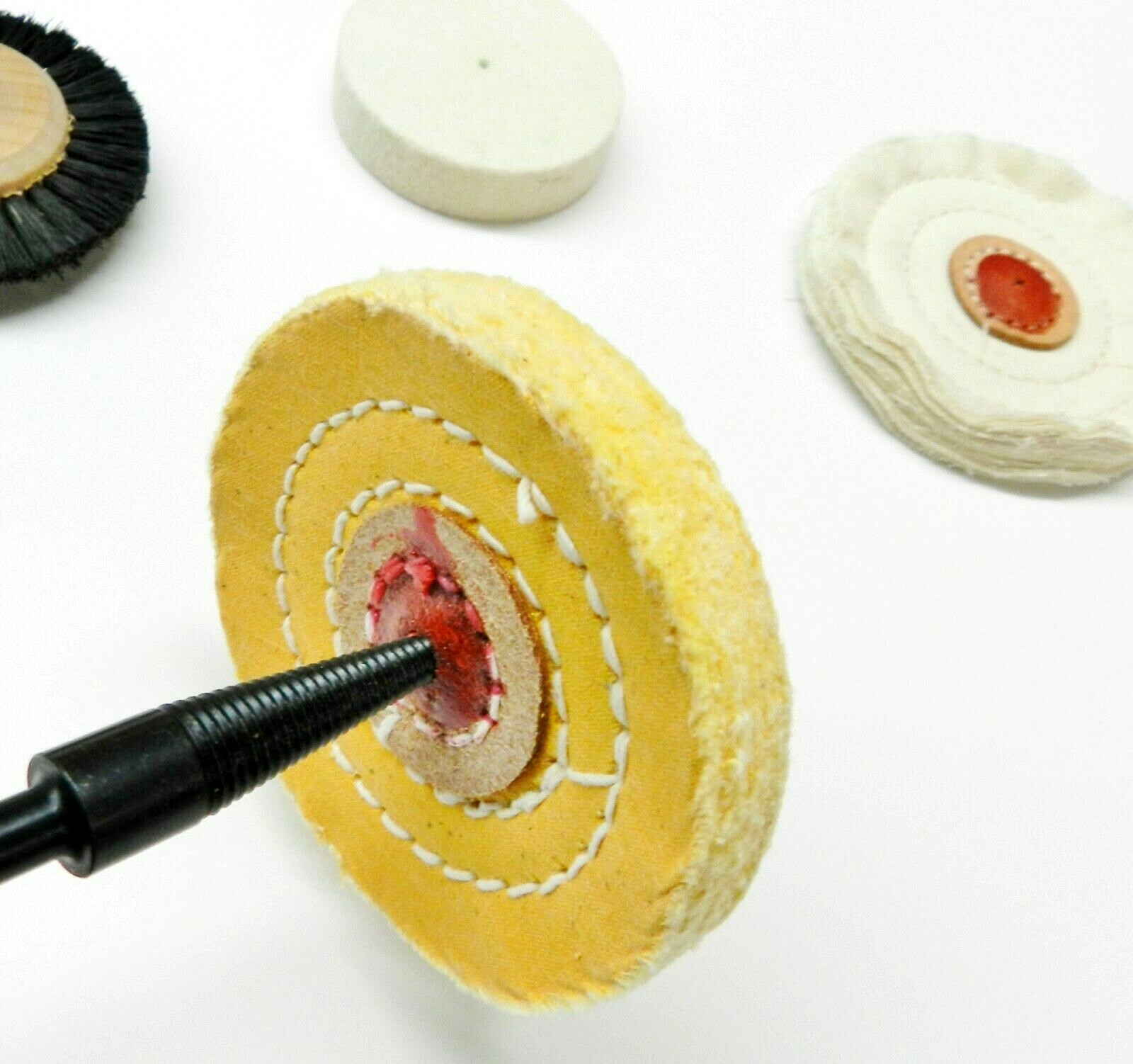 Polishing Buffing Wheel 5pc Set – Buffs Brush Felt Wheel & Tapered 1/4″Mandrel