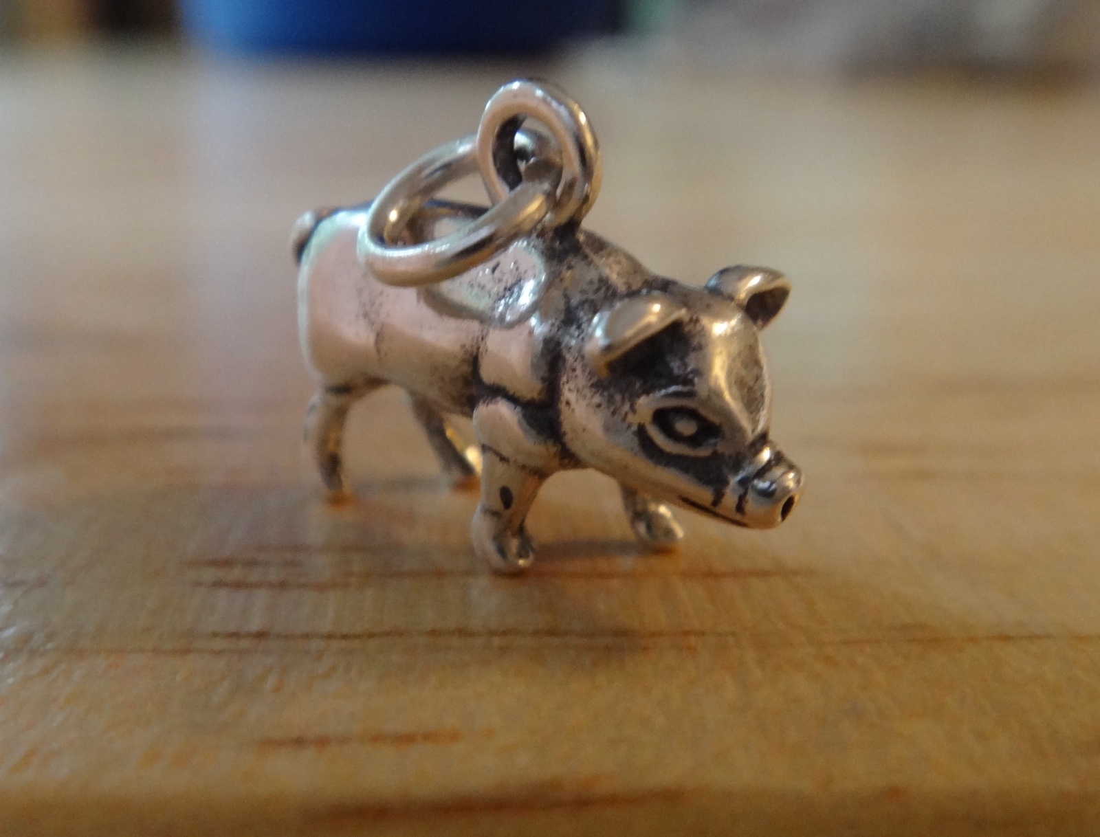 Sterling Silver 3D 12x15mm Solid Pig Farm Animal Charm