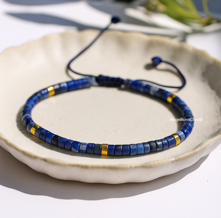 Lapis Lazuli Bracelet Healing Protection Crystal Minimalist Jewelry Men Women
