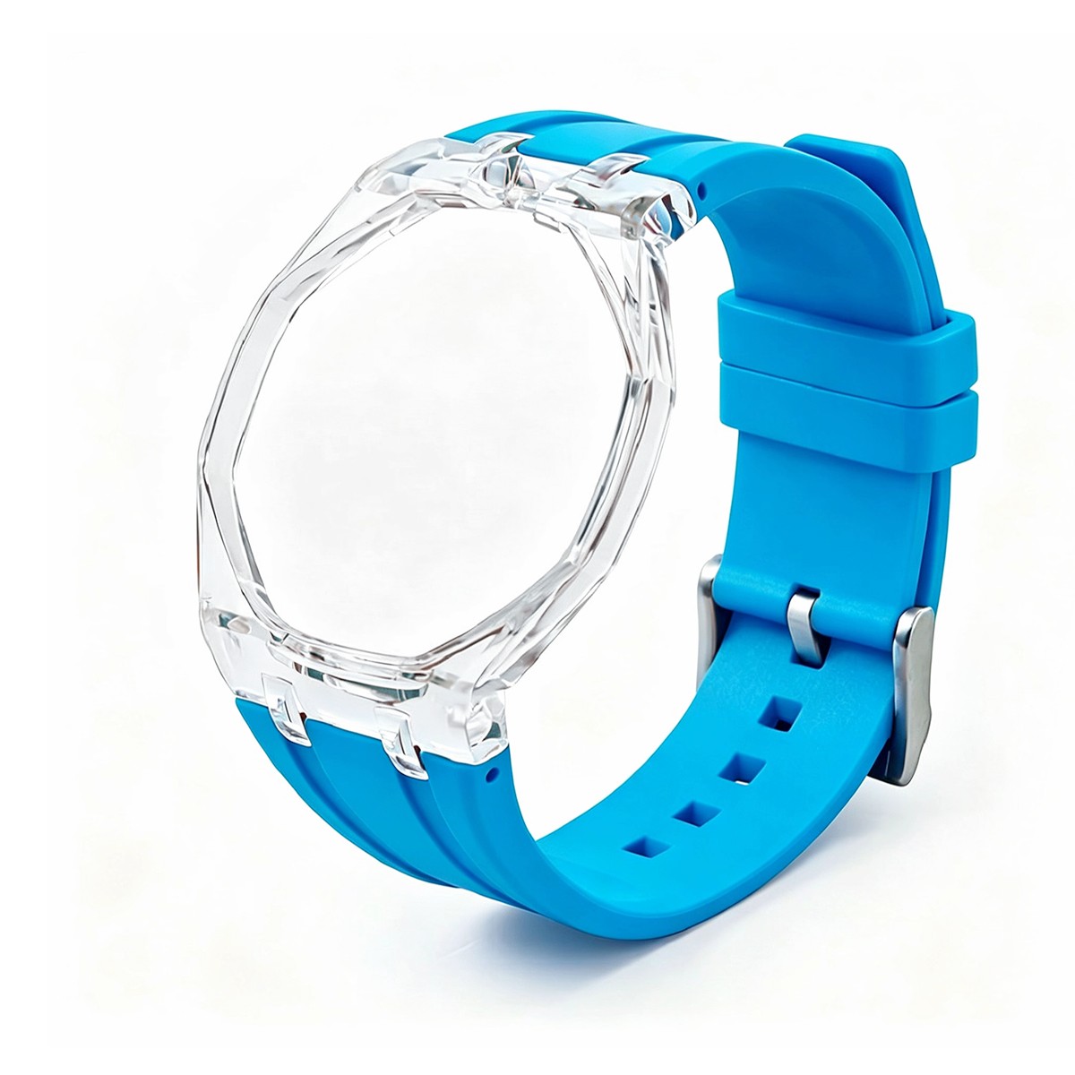 Transparent PC Glacier Case Silicone Wristband Mod Kit For Swatch X AP Royal Pop