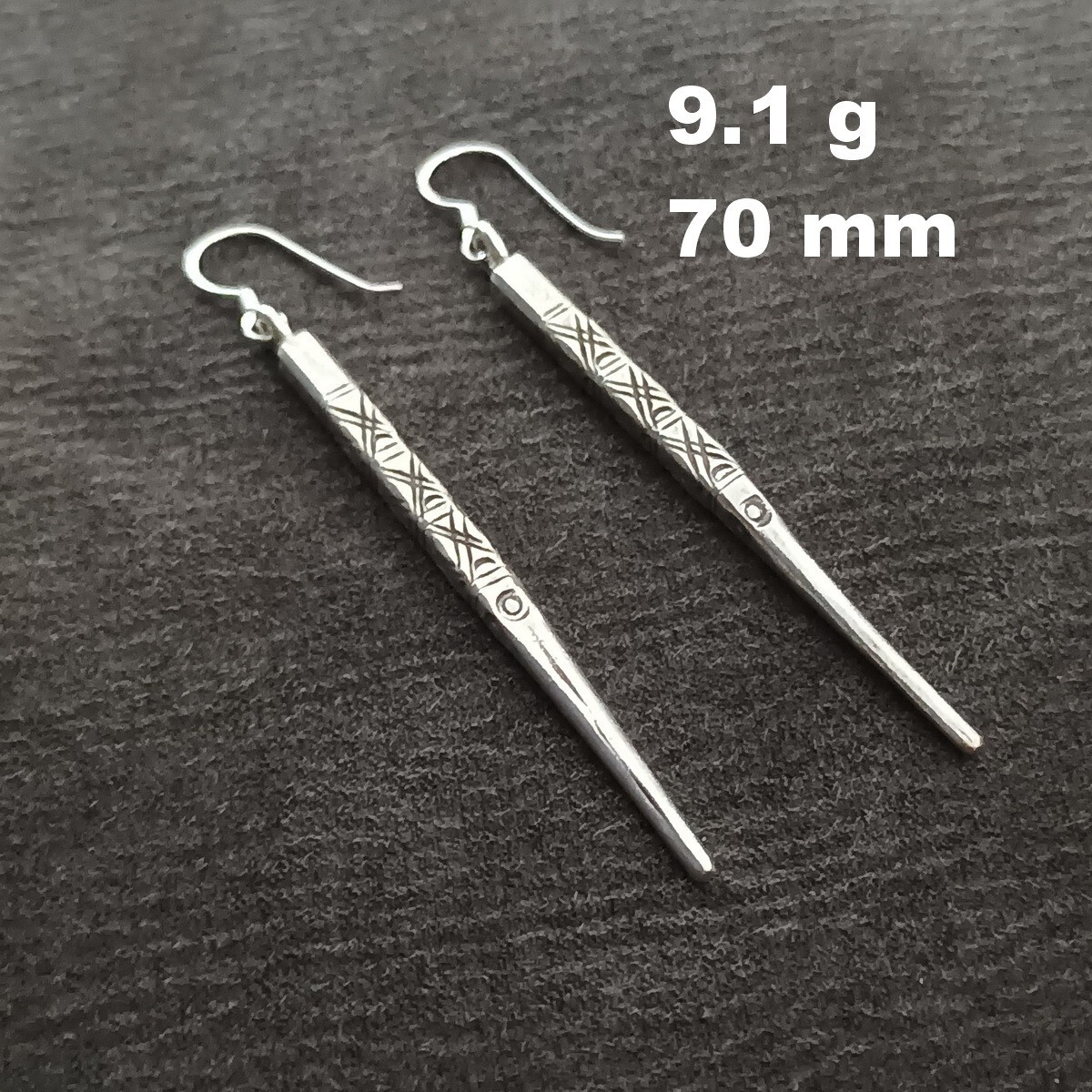 FINE SILVER EARRINGS NO STONES CRAFT VINTAGE DANGLES 9g DANGLE STICK #REE19