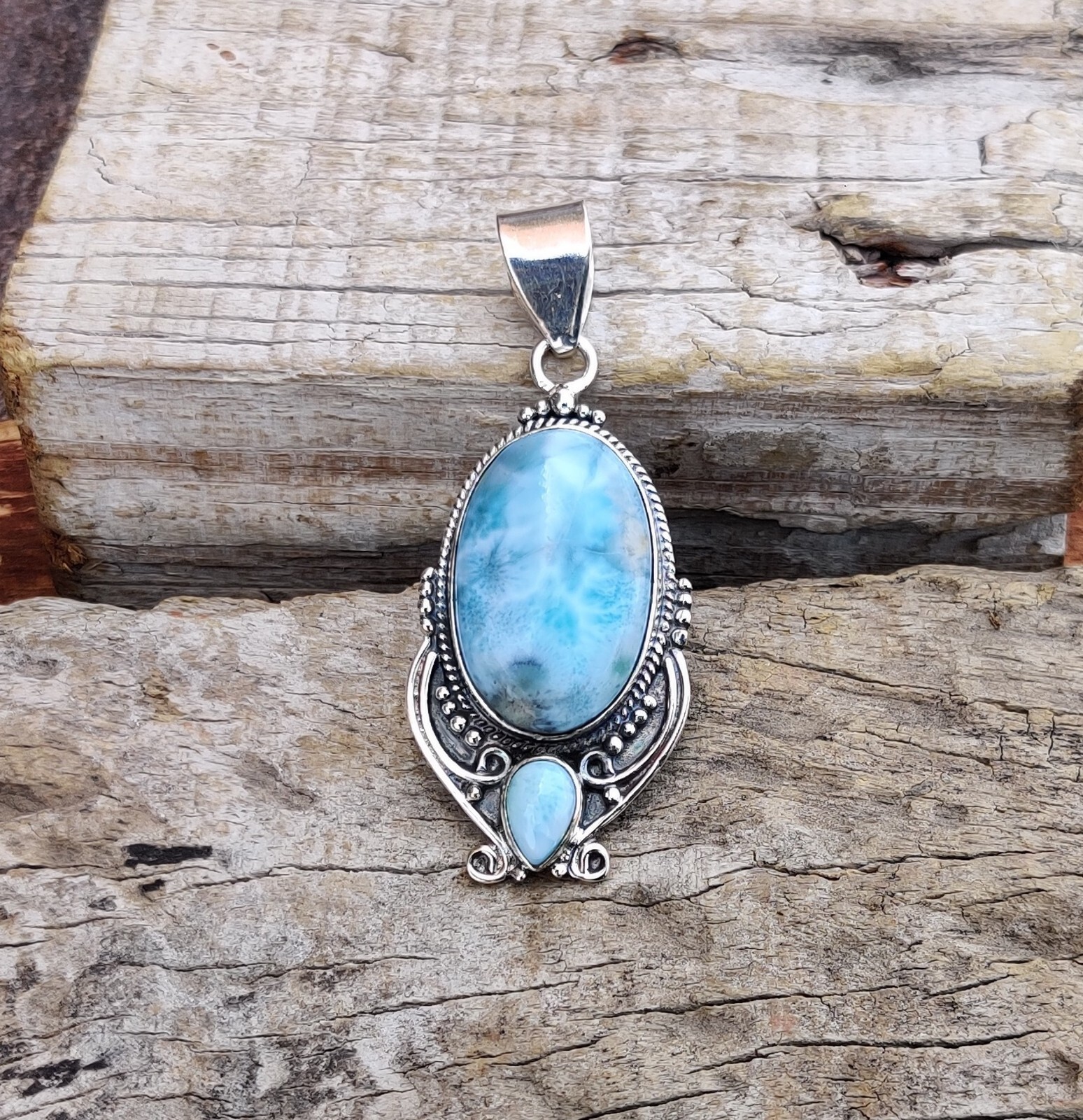 Larimar Gemstone 925 Sterling Silver Stylish Lovely Jewelry Pendent PG151