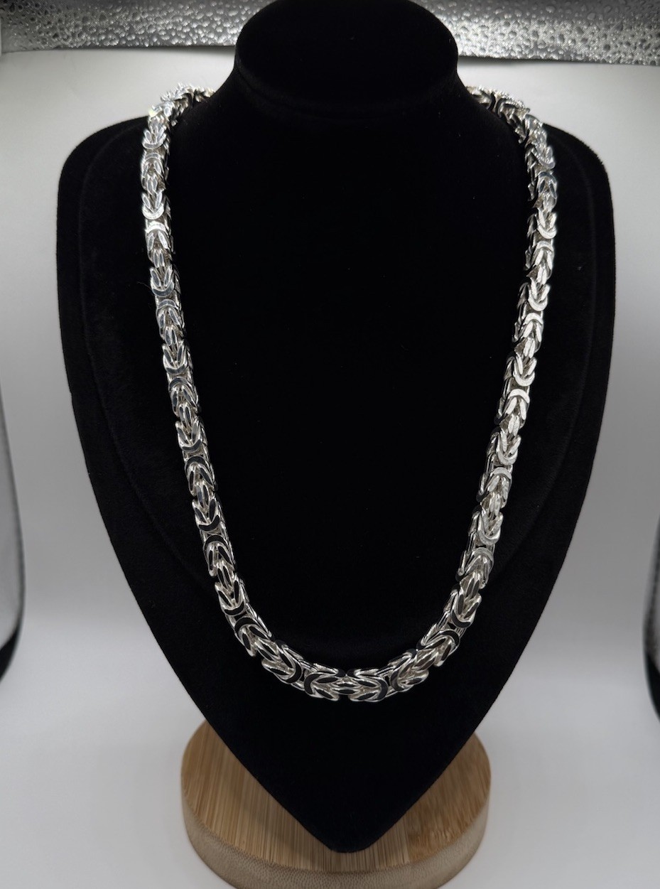 7.2mm Solid Sterling Silver 925 Square Byzantine Chain Necklace 77g Bold