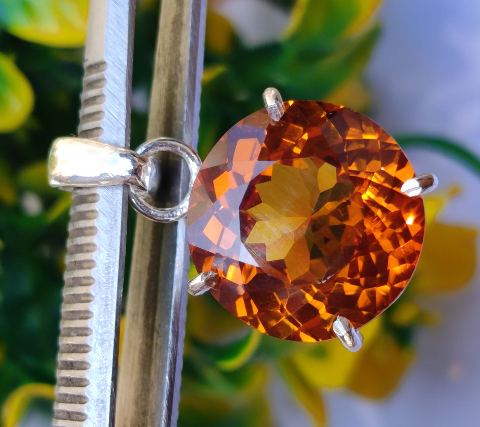Fiery 30 Ct Natural Padparadscha Sapphire Gemstone Pendant -925 Sliver Jewelry
