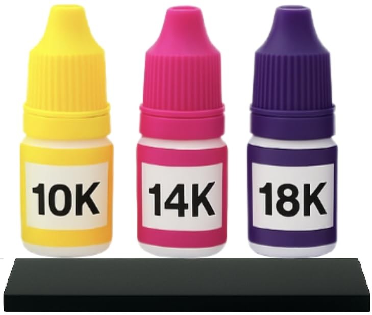 Gold Testing Kit 10k 14K 18K Acid Solutions with 2×2 Test Stone Precious Met…