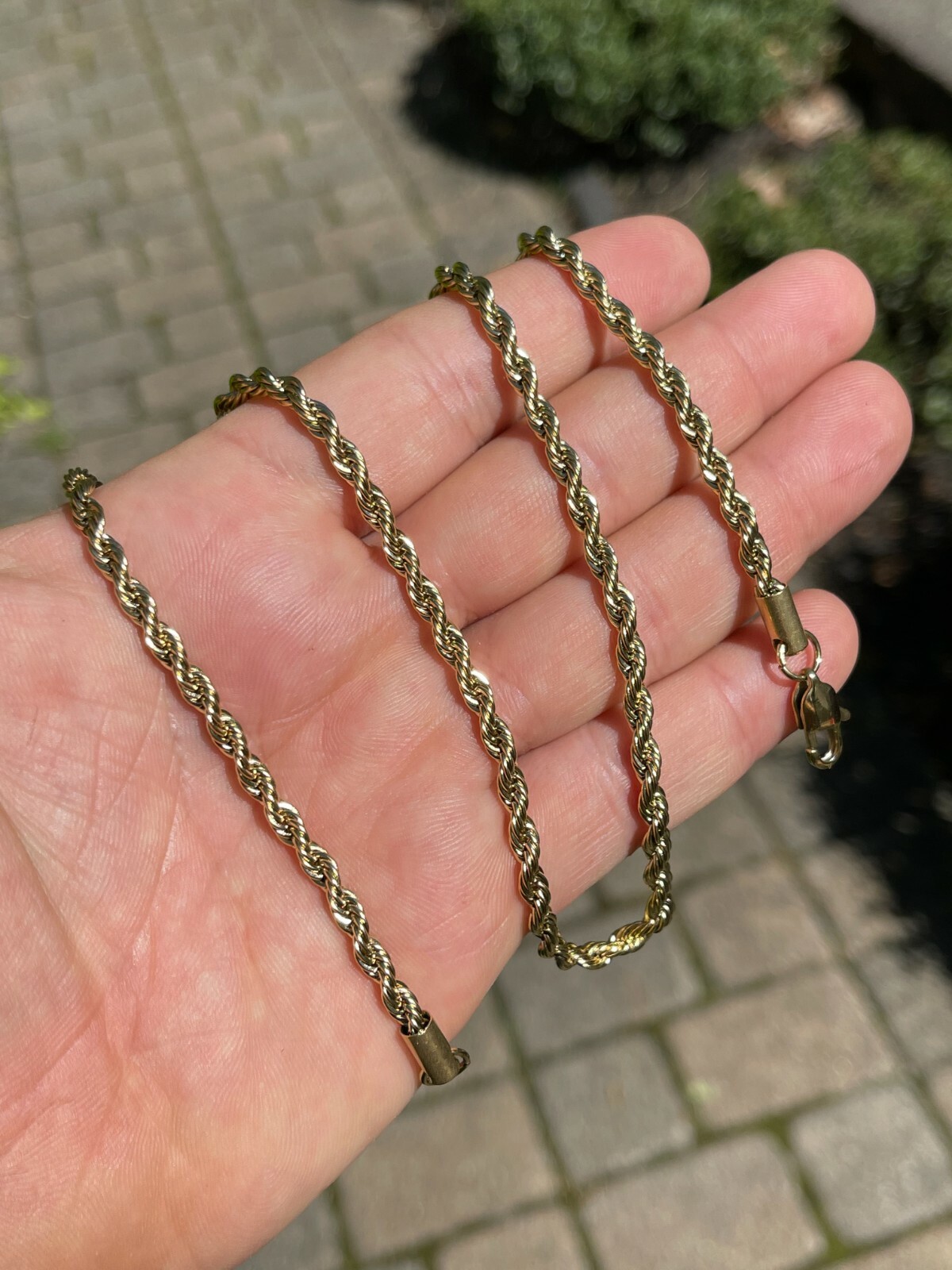 Men’s Real Rope Chain Necklace 14k Gold Plated Stainless Steel – 2mm-6mm 18-30″