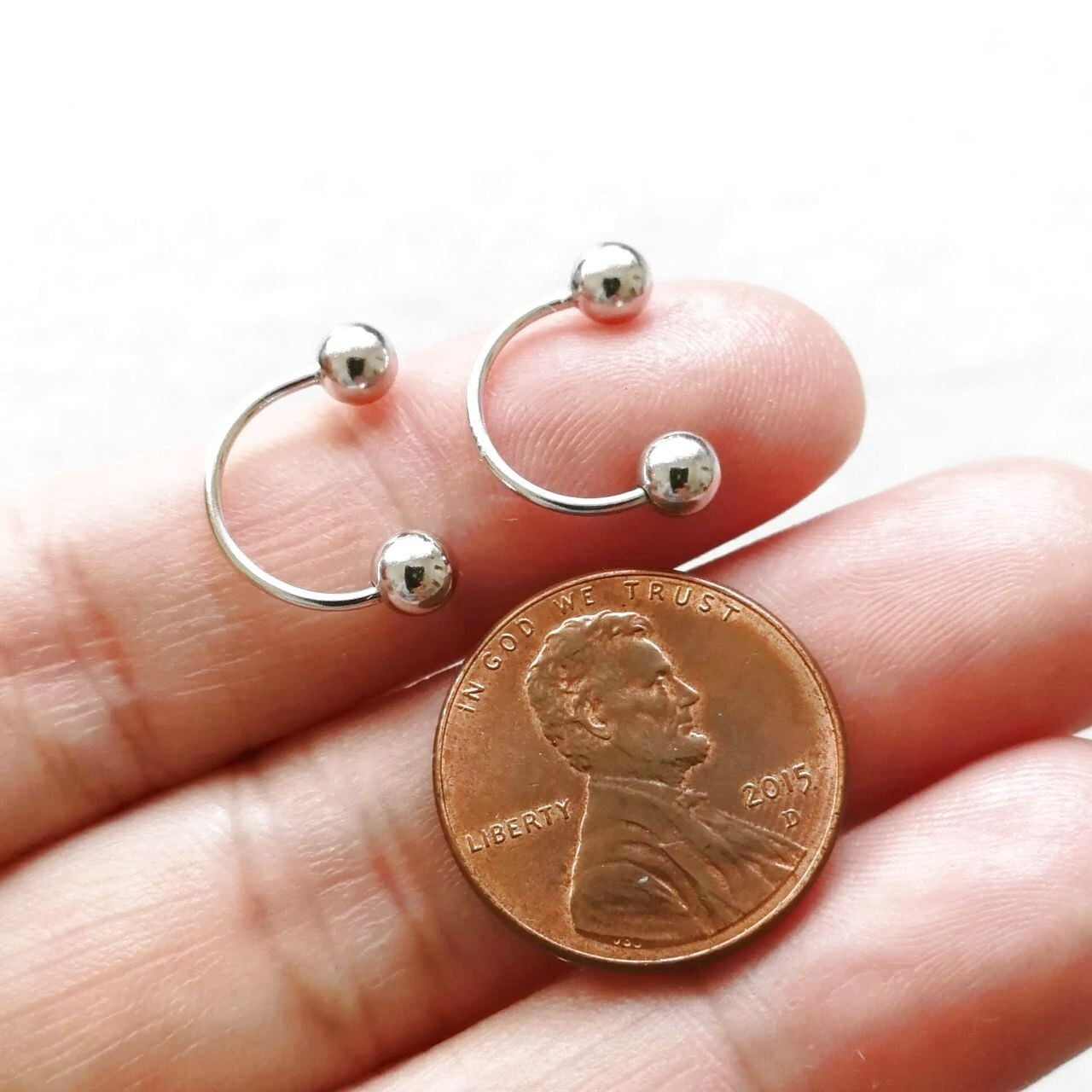 925 Sterling Silver U Shape Double Sided Ball Stud Earrings Jacket Screw Back