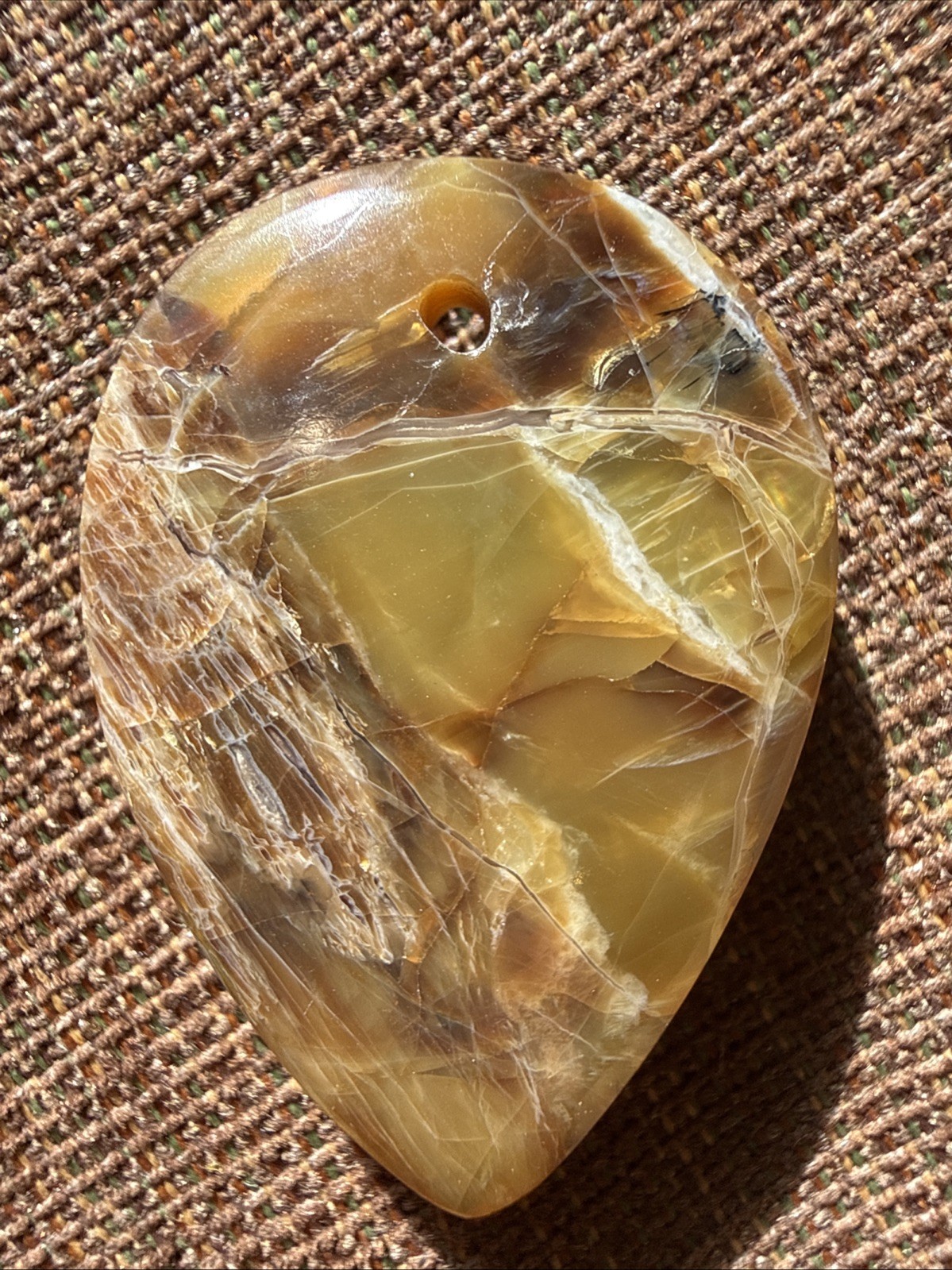 Natural Chrysoberyl Chatoyant Variation Crystal Pendant Tan Teardrop Shape