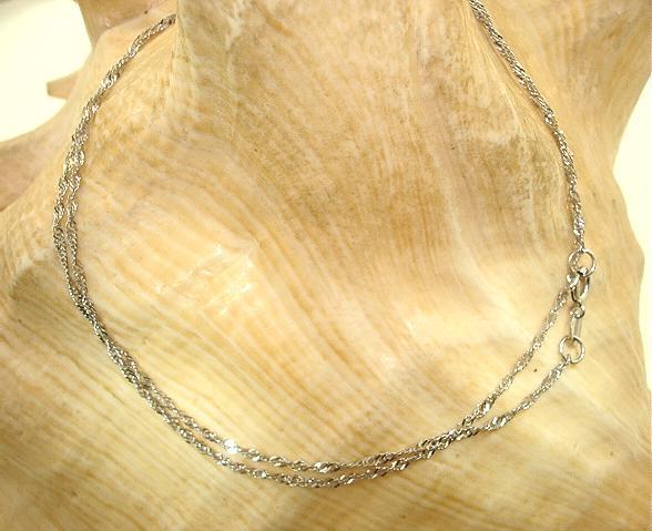 1.3MM SOLID 14K WHITE GOLD DIAMOND CUT SINGAPORE CHAIN NECKLACE 16-24″ 1.1-1.5GR