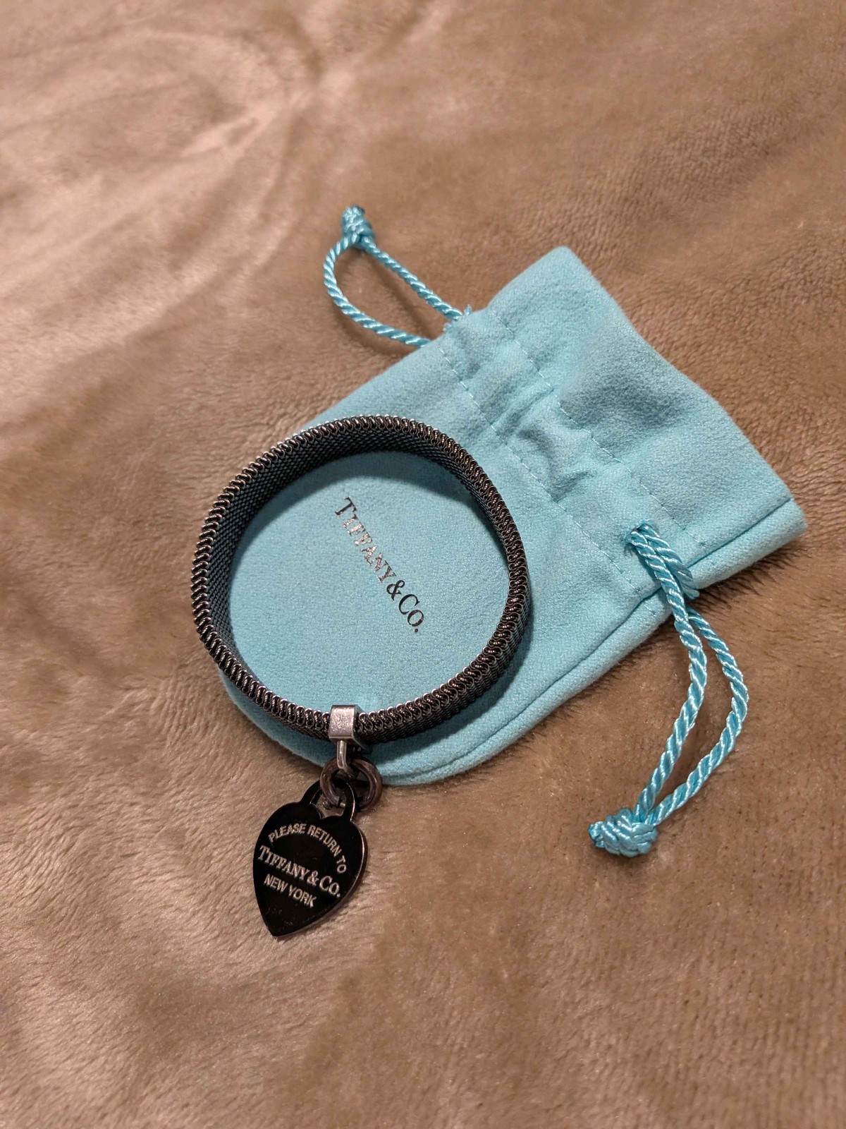 Tiffany and Co Steel Mesh Bracelet w/ Return to Tiffany and Co Titanium Pendant
