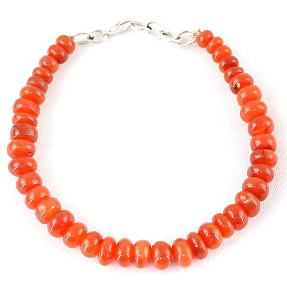 119.45 CTS NATURAL ROUND SHAPE ORANGE CARNELIAN UNTREATED BEADS BRACELET (DG)
