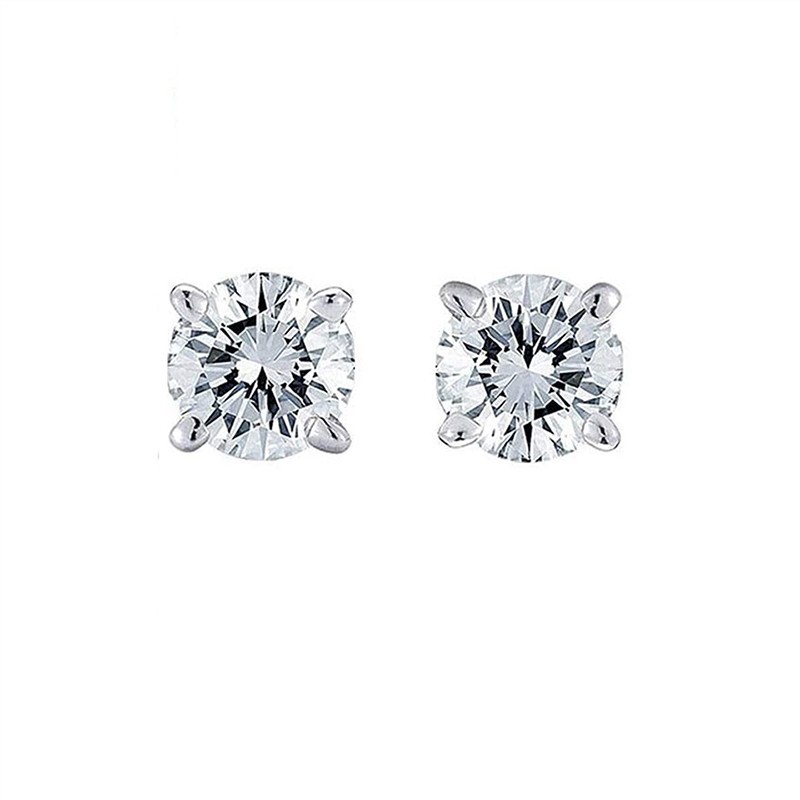 1.00 Ctw Round VVS1 Diamond Solitaire Stud Bridal Earrings 14K White Gold Finish