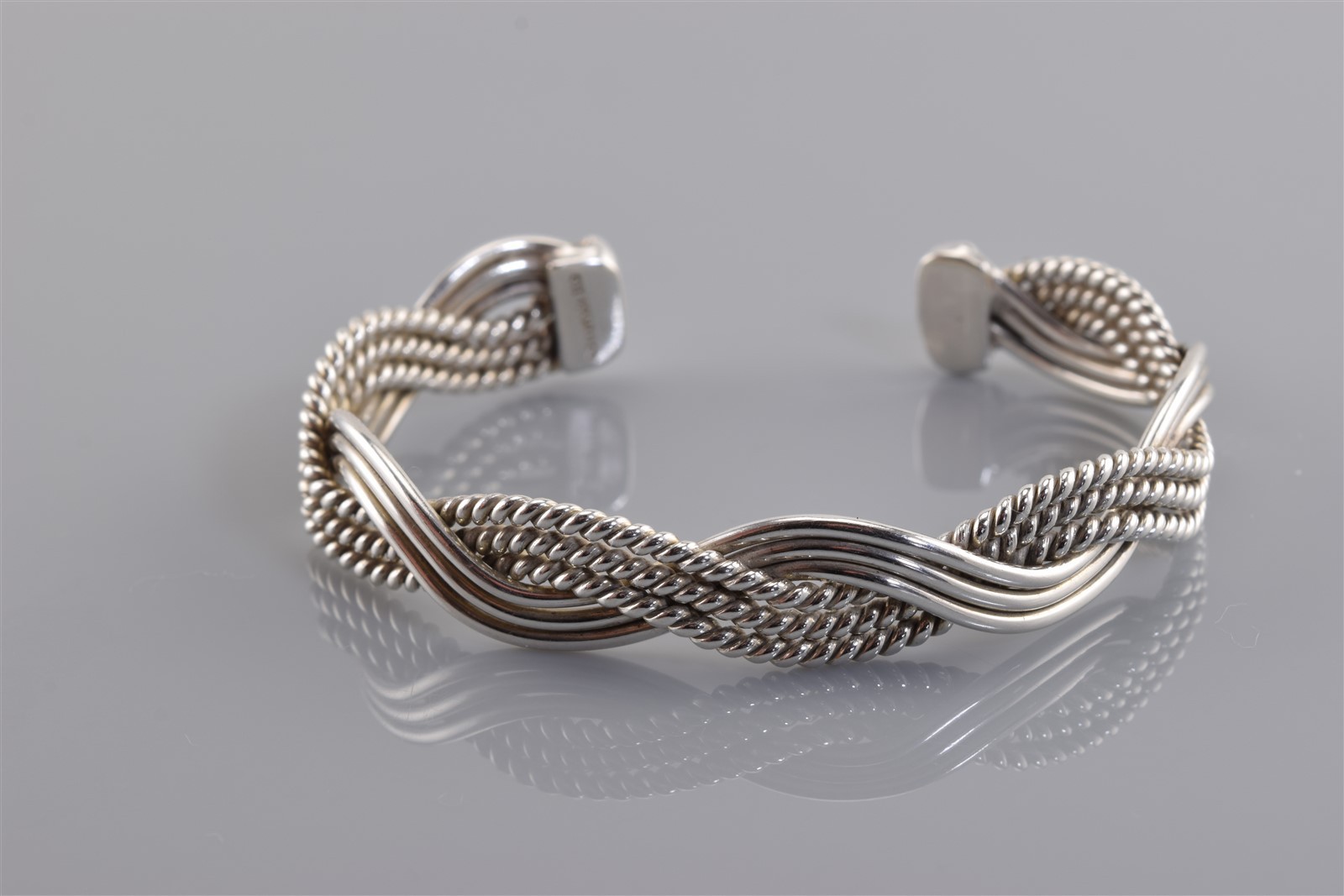 CII Sterling Silver 10mm Over & Under Cable Cuff 925 Bracelet 22g Mex 6.25″