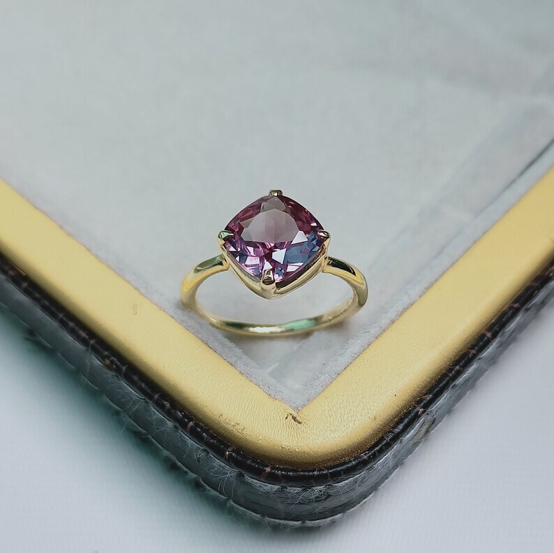Alexandrite Ring, 925 Sterling Silver Ring, Lab Color Change Alexandrite Ring