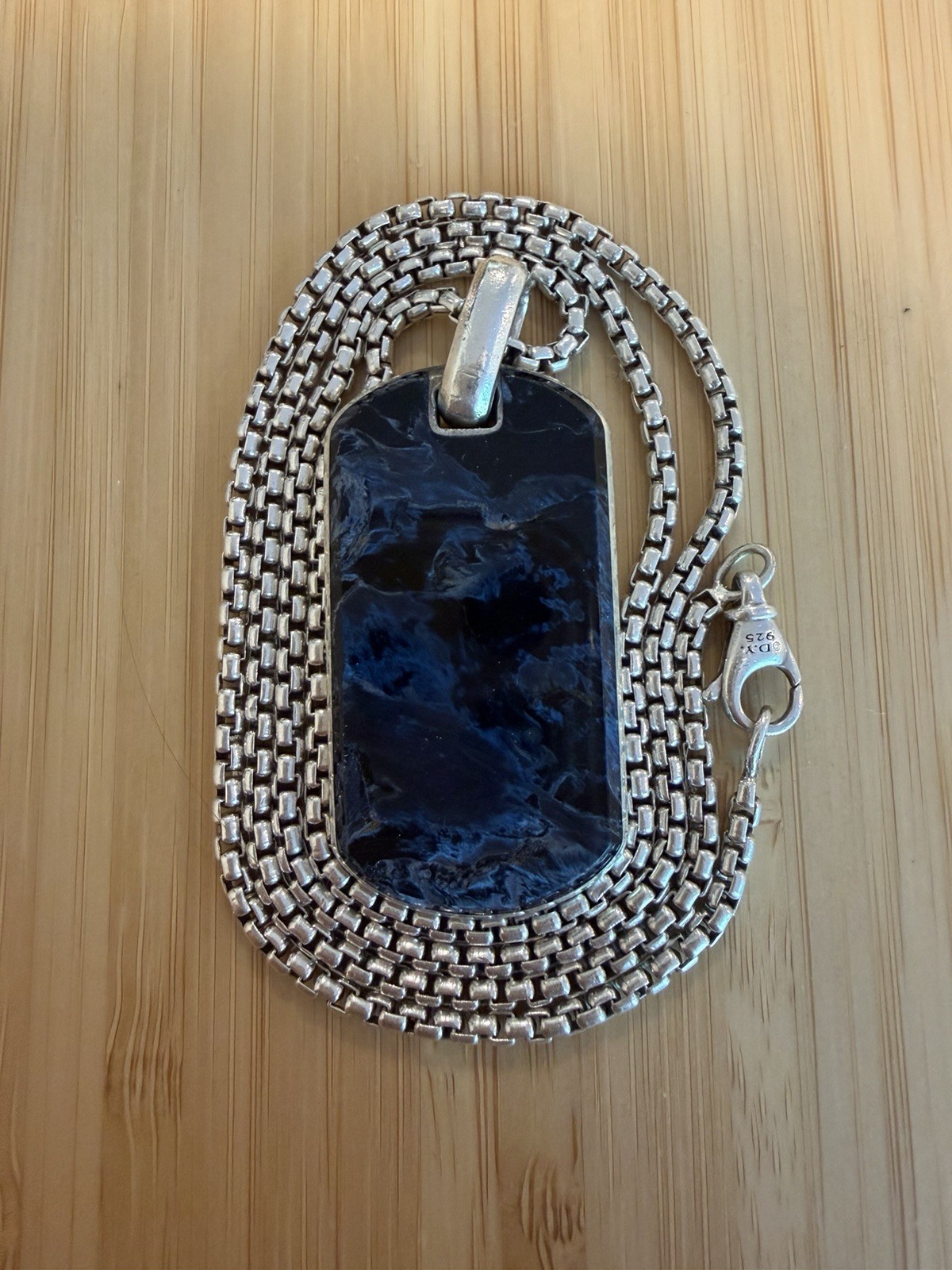 David Yurman Box Necklace AND Pietersite Rare Chevron Tag (Largest Size)