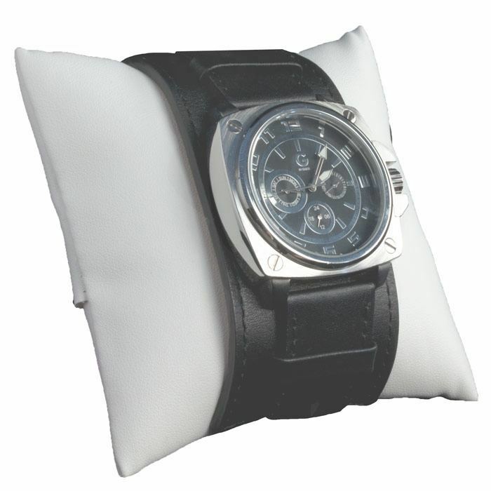White Leatherette Jewelry Watch / Bangle Display Pillow Jewelry Holder