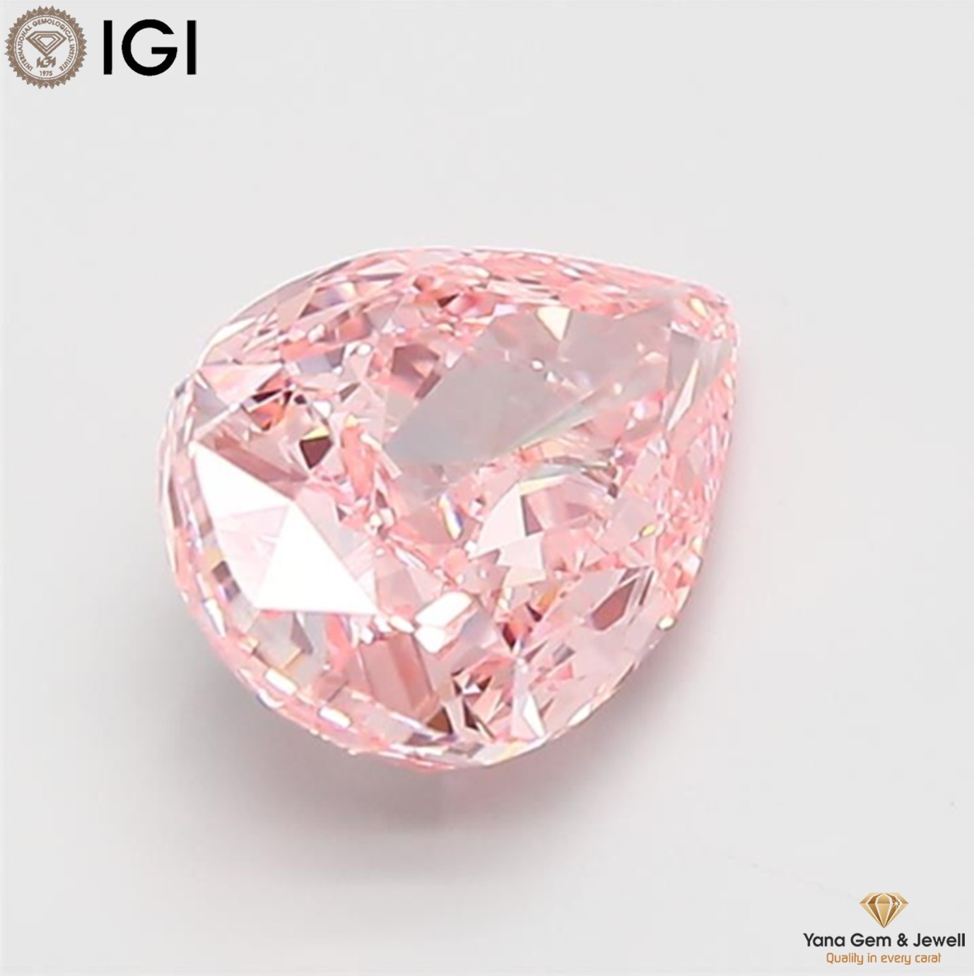 CVD Lab Grown Diamond Pear Shape IGI Certified VS1 Clarity Vivid Pink 2.00 Carat