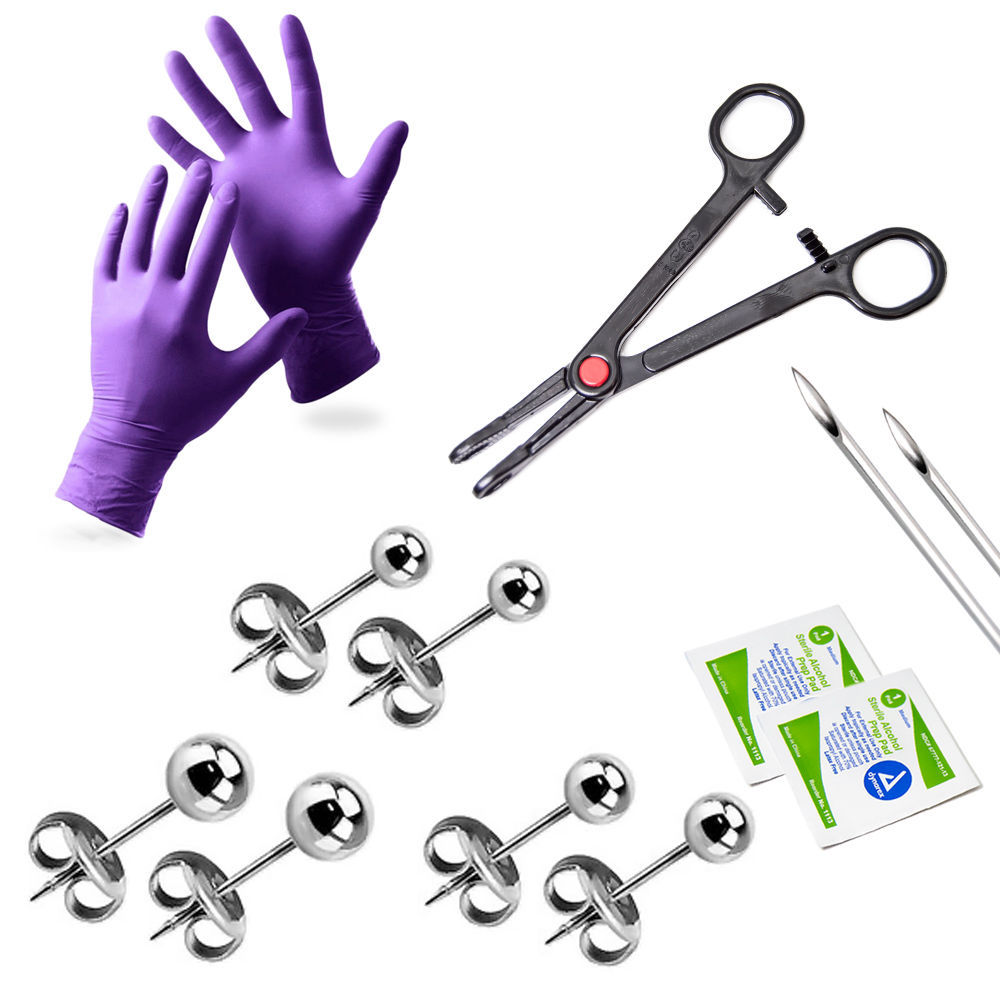Ear Piercing Kit 20G Ear Stud 2 Color Options – 13 Pieces + Bonus Marker