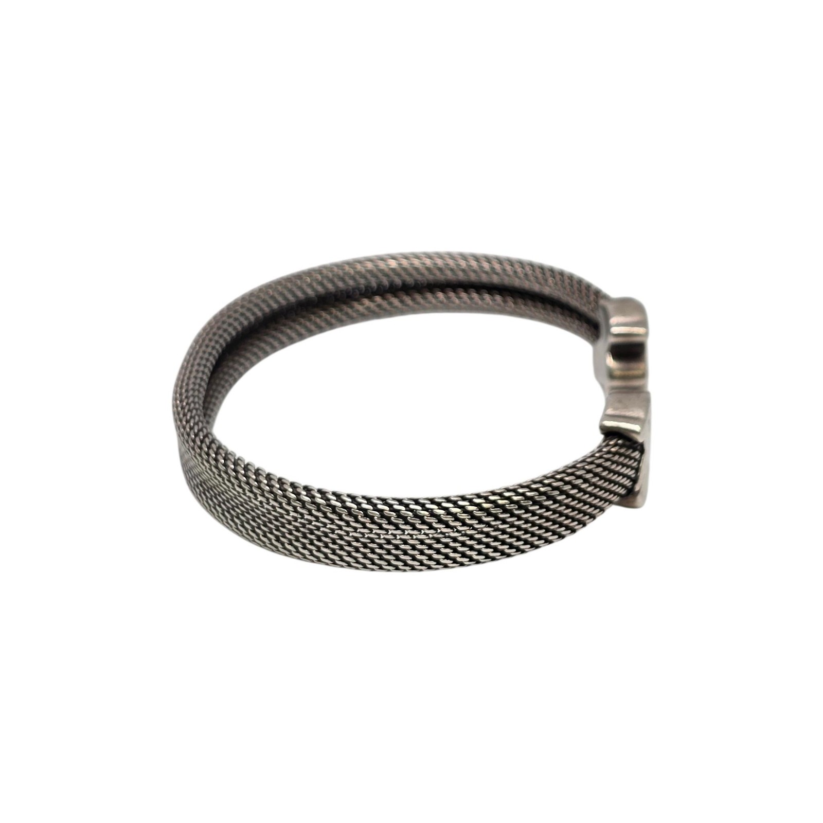 Tous Sterling Silver Bear Motif Mesh Cuff Bracelet #25647