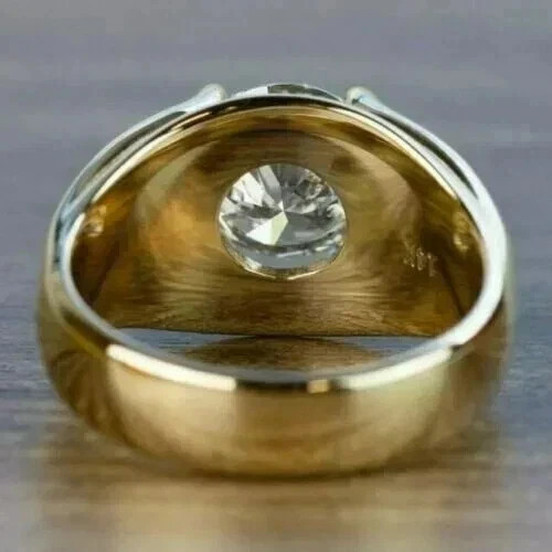 3Ct Round Cut Lab Created Diamond Men’s Engagement Ring 14K Yellow Gold Plated