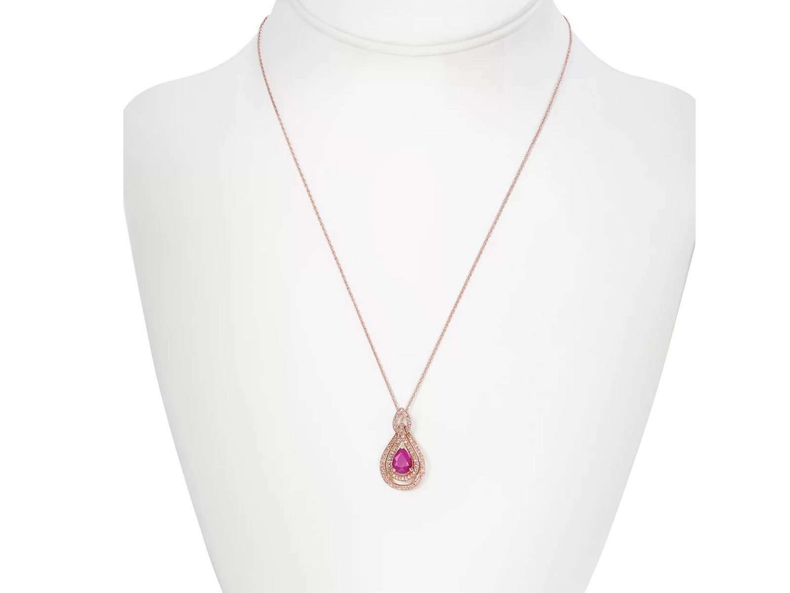 Rubí 1-1/4 ct. t.w.) & Diamond (1/4 ct. t.w.) 18″ Pendant Necklace in 14k