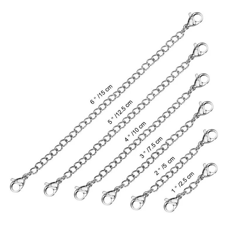 2-Pack Extender /Safety Chain Extender Necklace Bracelet Lobster lock 1″ To 6″