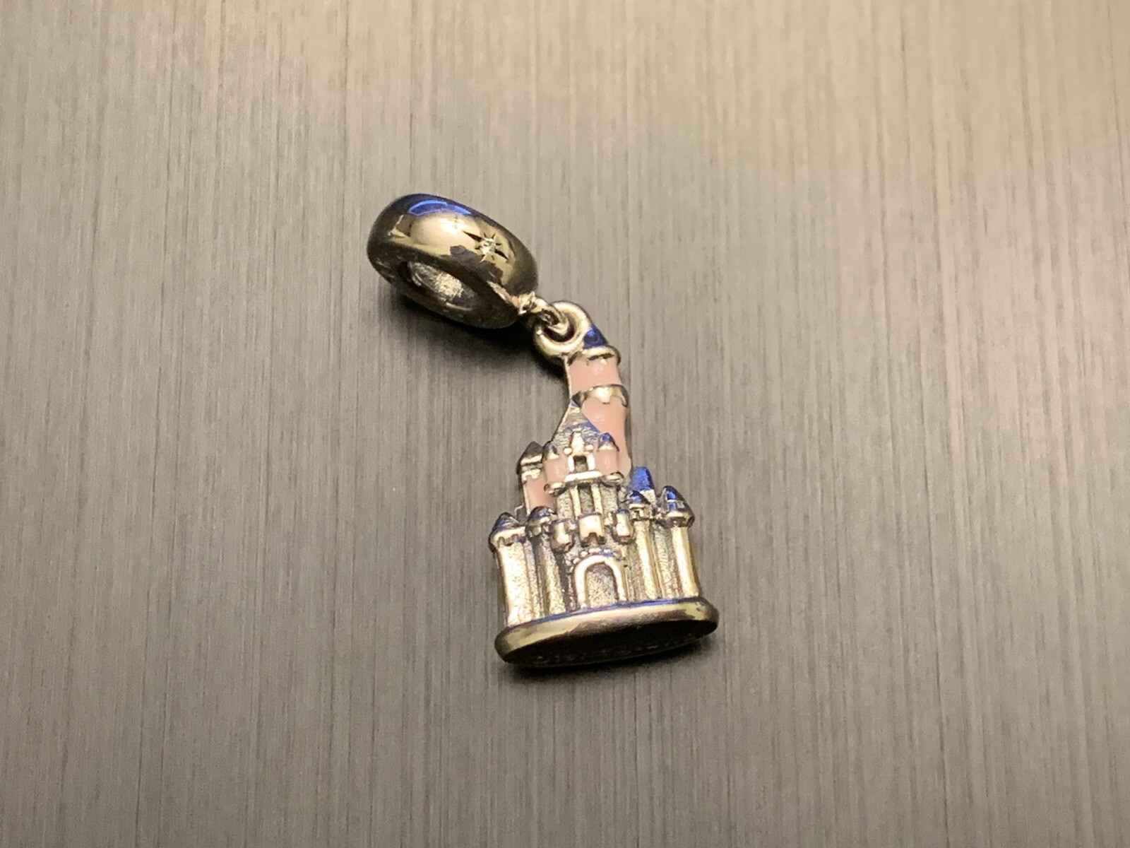 Genuine Pandora Silver S925 Disneyland Pink Sleeping Beauty Castle Dangle Charm
