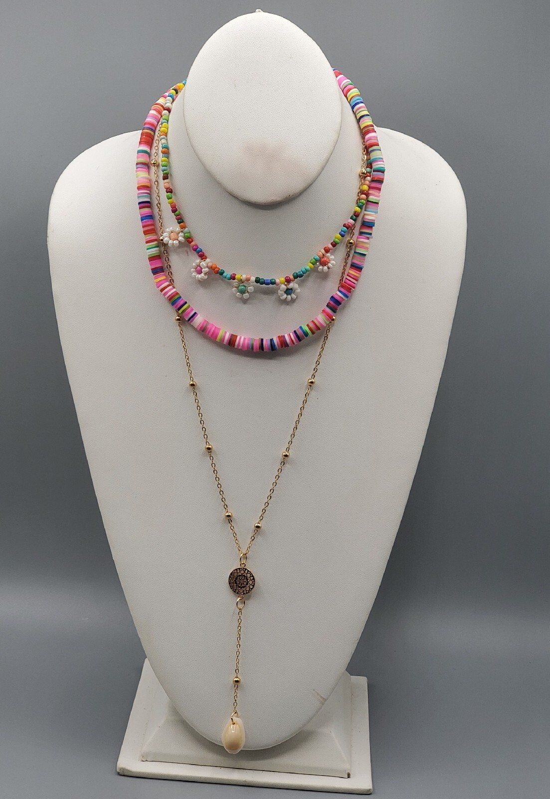 Bohemian Handmade Soft Clay Flowers Multilayer Necklace Fashion