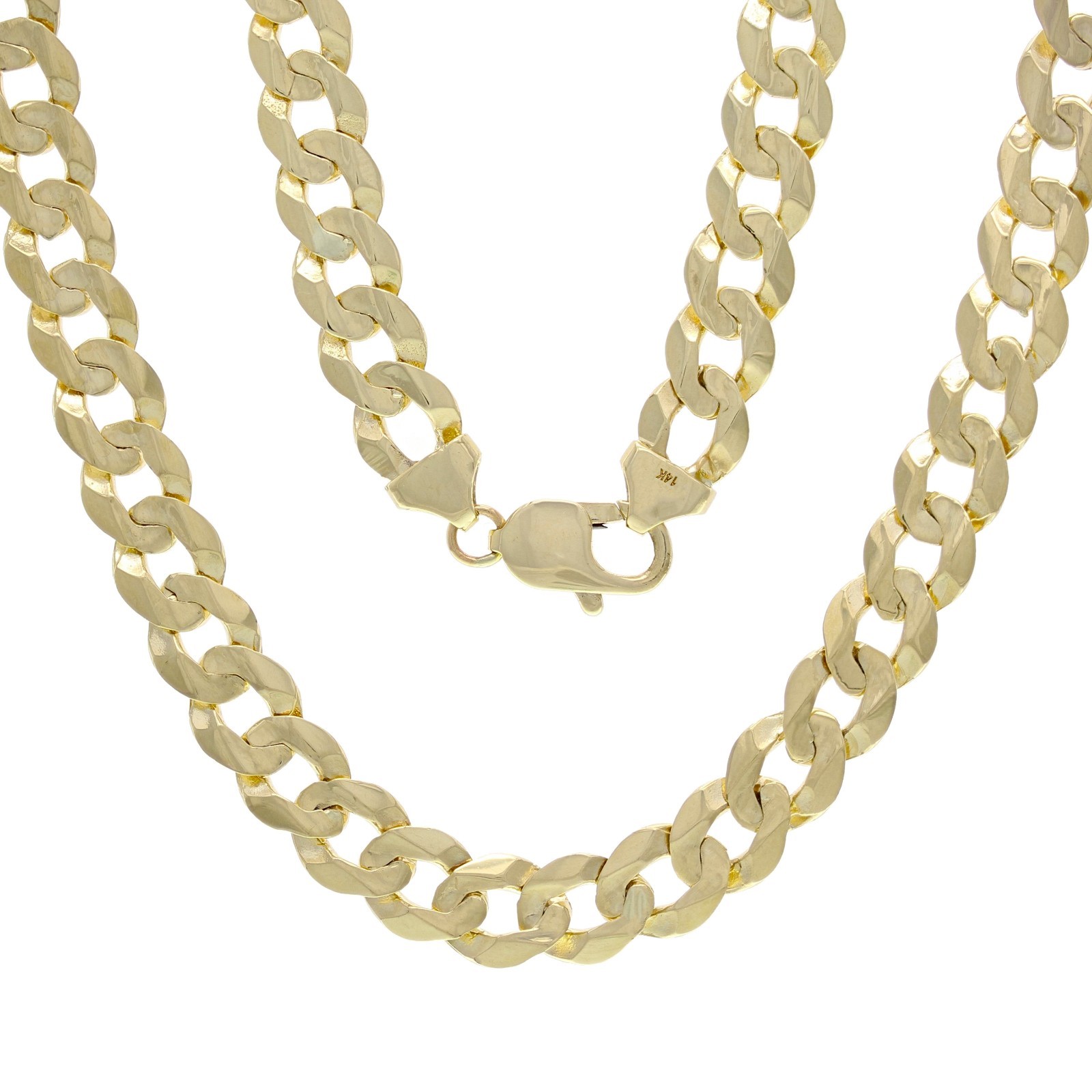 14k Yellow Gold Solid Curb Cuban Link Chain Necklace 26″ 9mm 55.1 grams