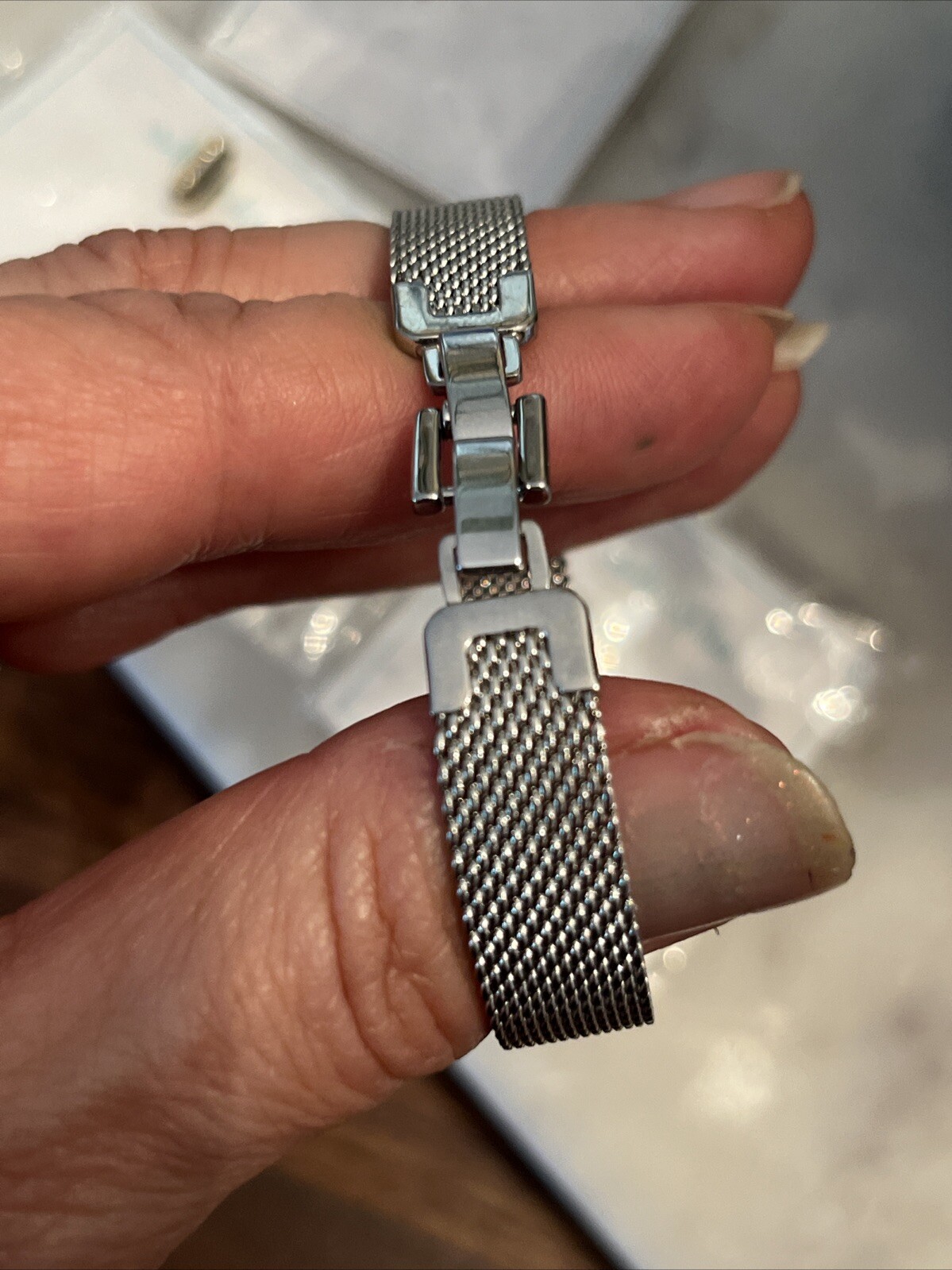 STELLA & DOT Keep Collective Silver Mesh Charm Bracelet with Charms NEW