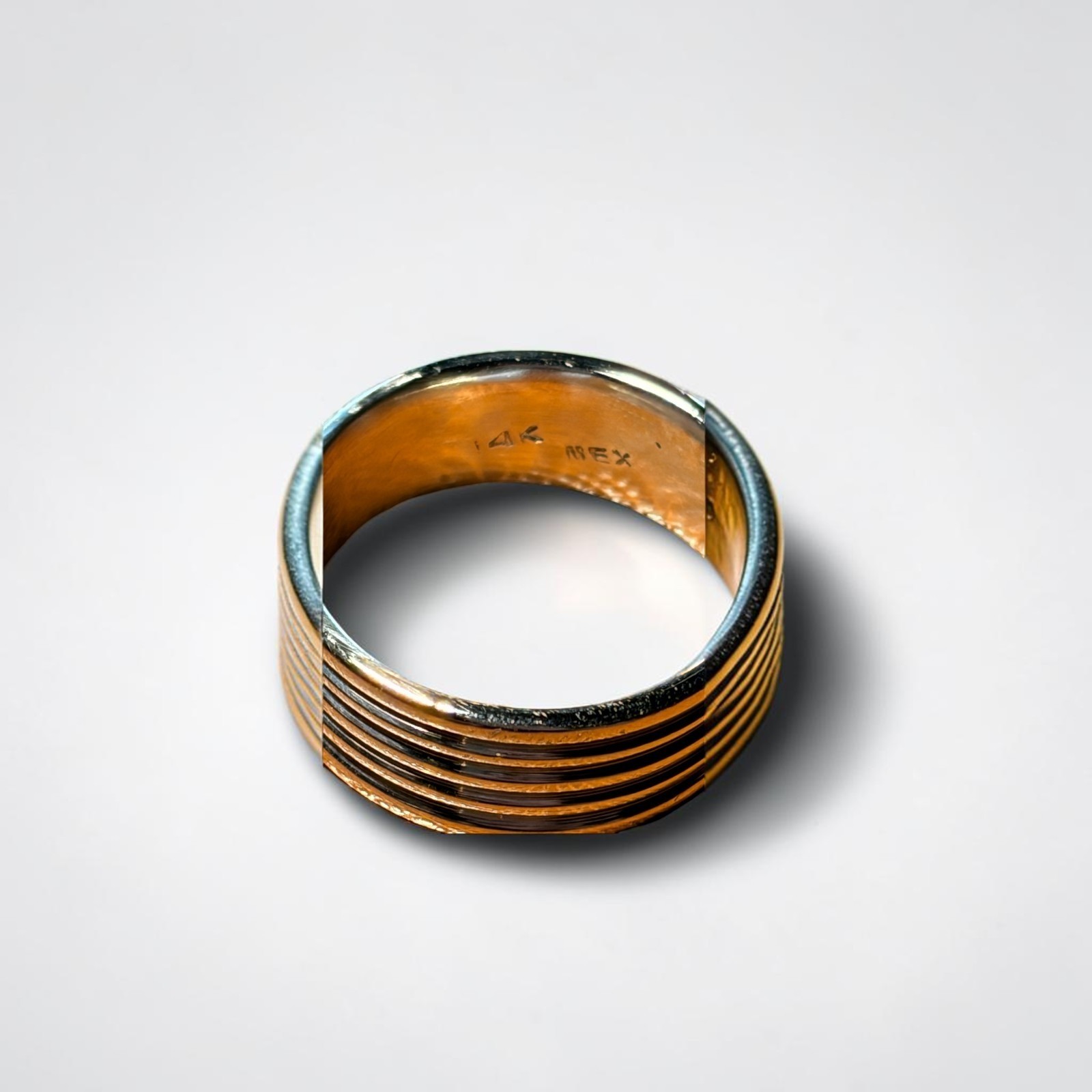 Substantial 14K Solid Gold Contemporary Grooved Band