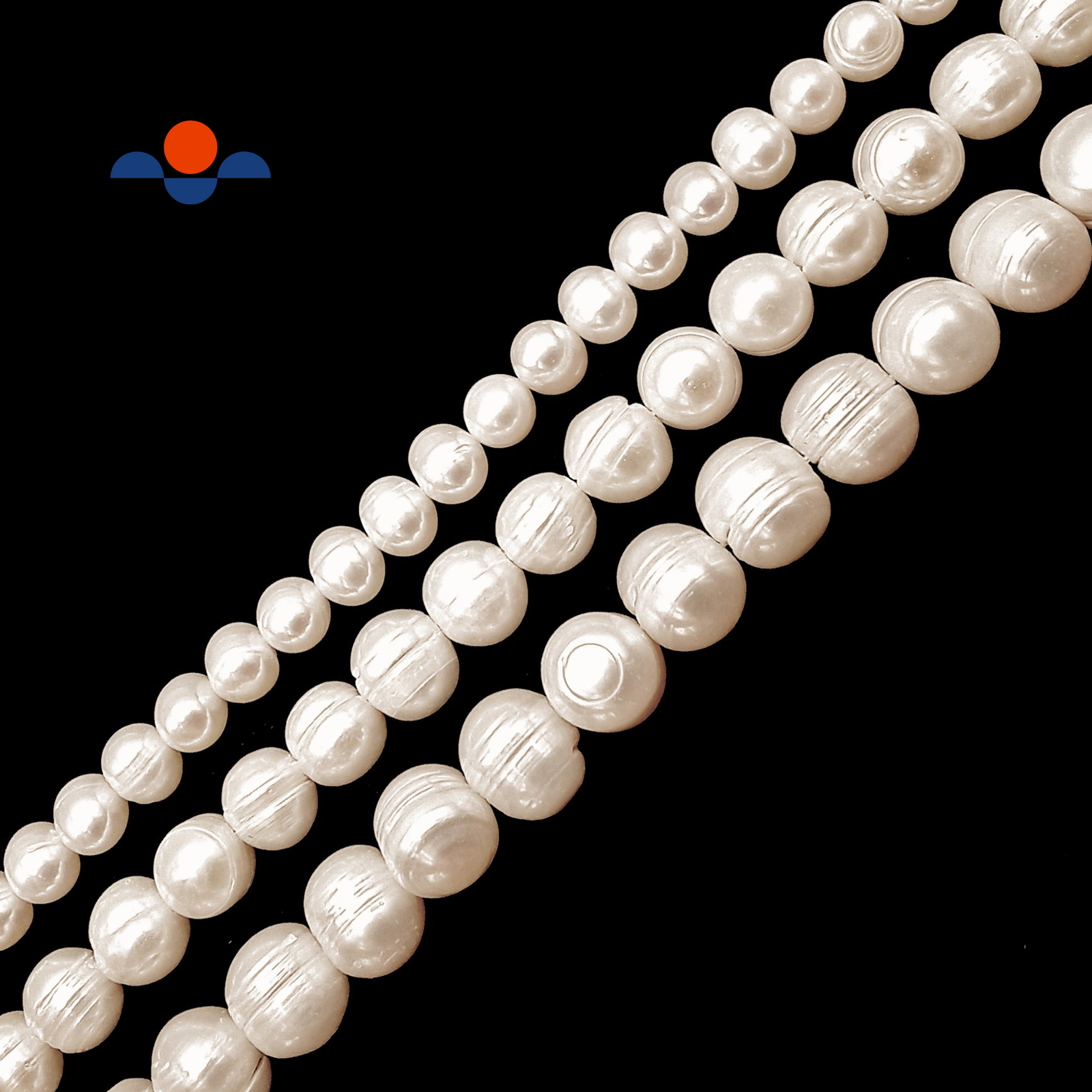 Fresh Water Pearl White Ringed Potato Round Beads 5mm 6mm 8mm 10mm 12mm 14”Strd