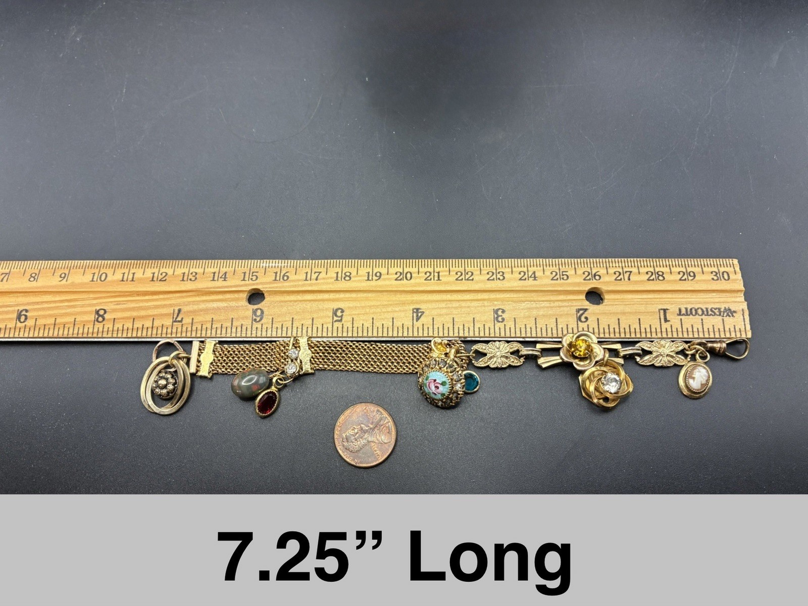 Custom Vintage Gold Filled Pocket Watch & Mesh Chain Bracelet w Charms & Regalia