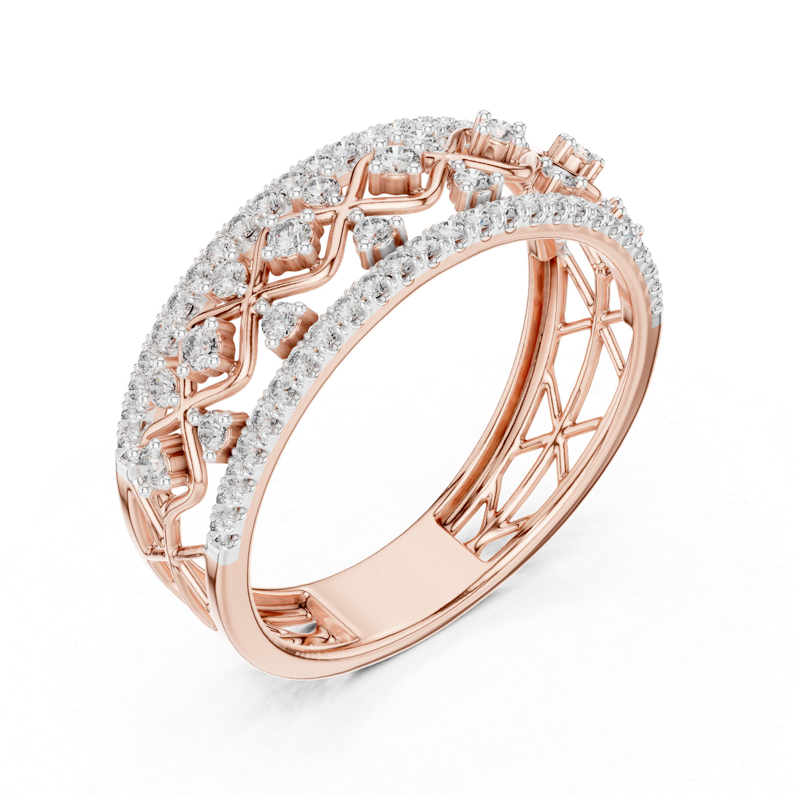 Natural Certified Diamond Prong Set Half Eternity Wedding Ring 14k Gold Over