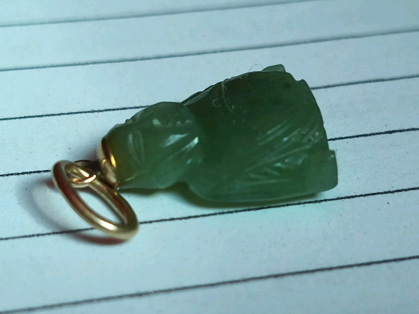 1″ LIGHT GREEN JADE/JADEITE BUDDHA PENDANT w/GOLD BAIL VERY RARE BUY IT NOW $189