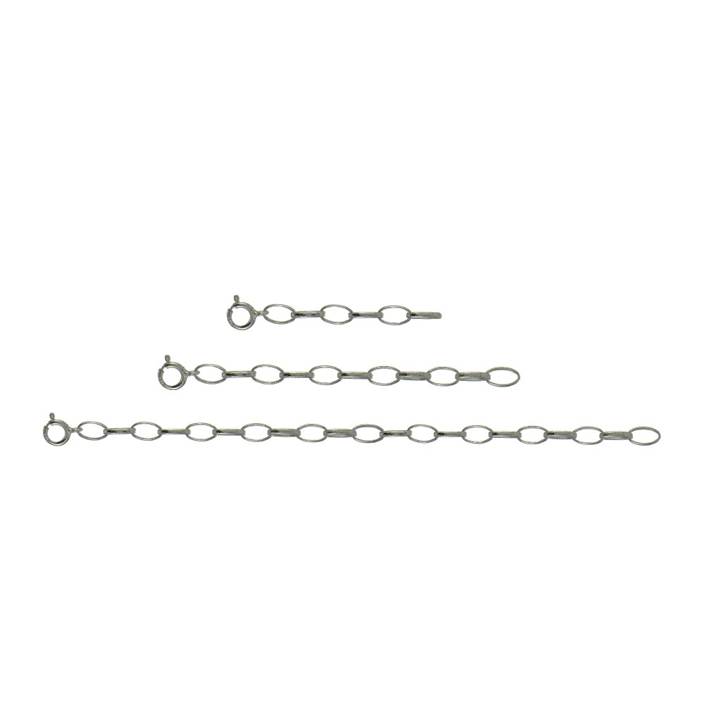 925 Sterling Silver Oval Link Extender Set for Pendants Necklaces 3 Sizes