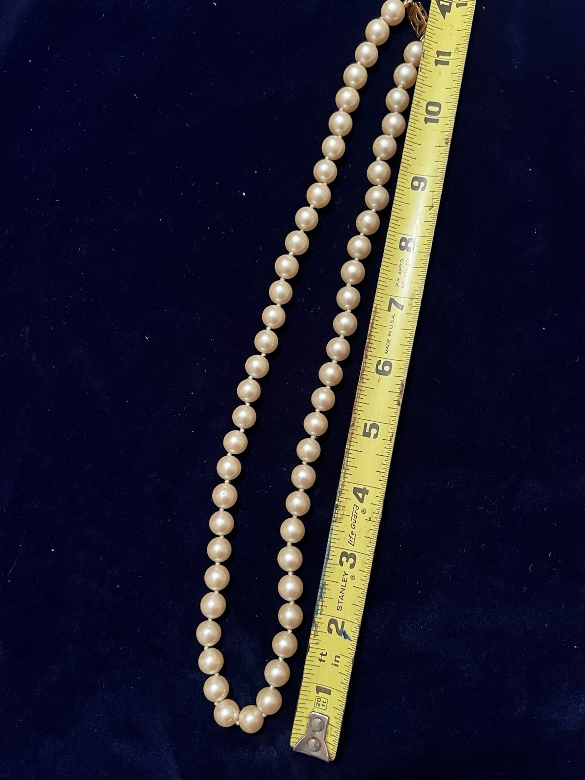 Monet Signed Ivory Simulated Pearl Beaded Strand Necklace, Box Clasp