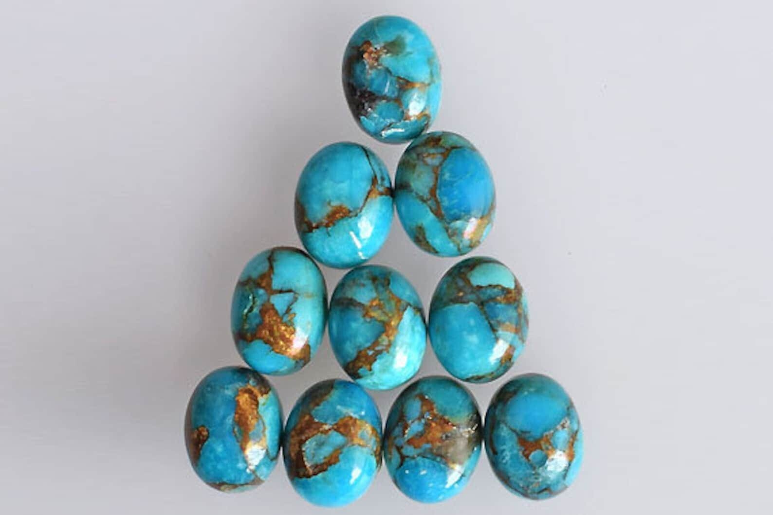 Blue Copper Turquoise Oval Cabochon Loose Gemstone Wholesale Lot