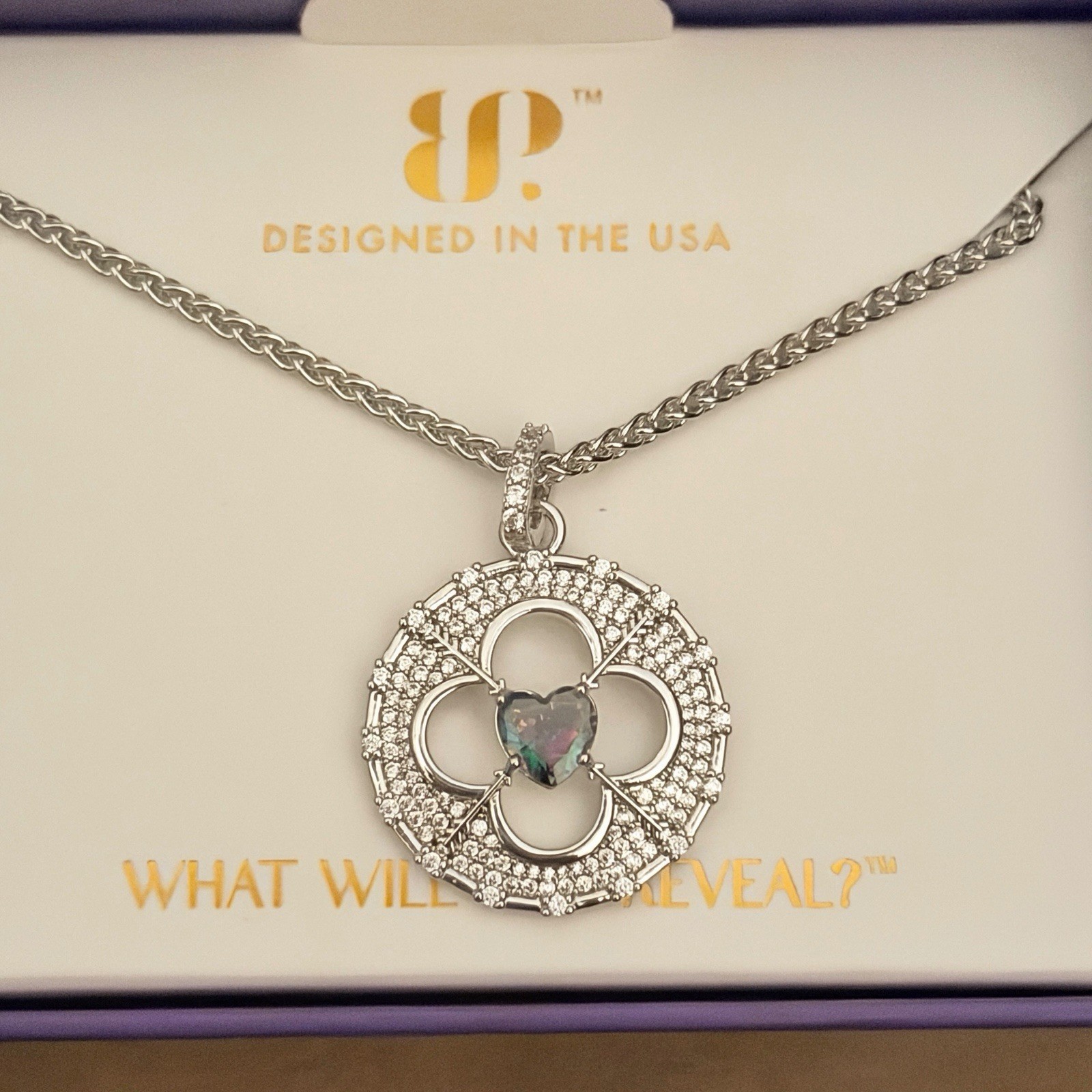 Bomb Party June Heart Clover “Designer Details” NK76173 Alexandrite on Rhodium