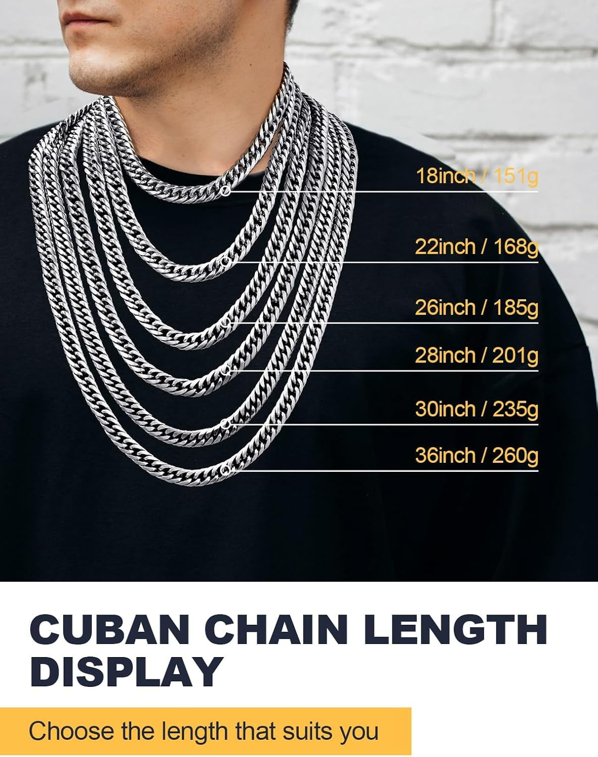 Cuban Link Chain Necklace for Men, 12Mm/9Mm/6Mm Miami Curb Chain, Stainless Stee