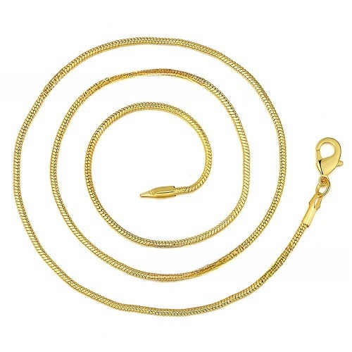 16-30 inch 2MM snake bone copper plated yellow gold necklace women and men