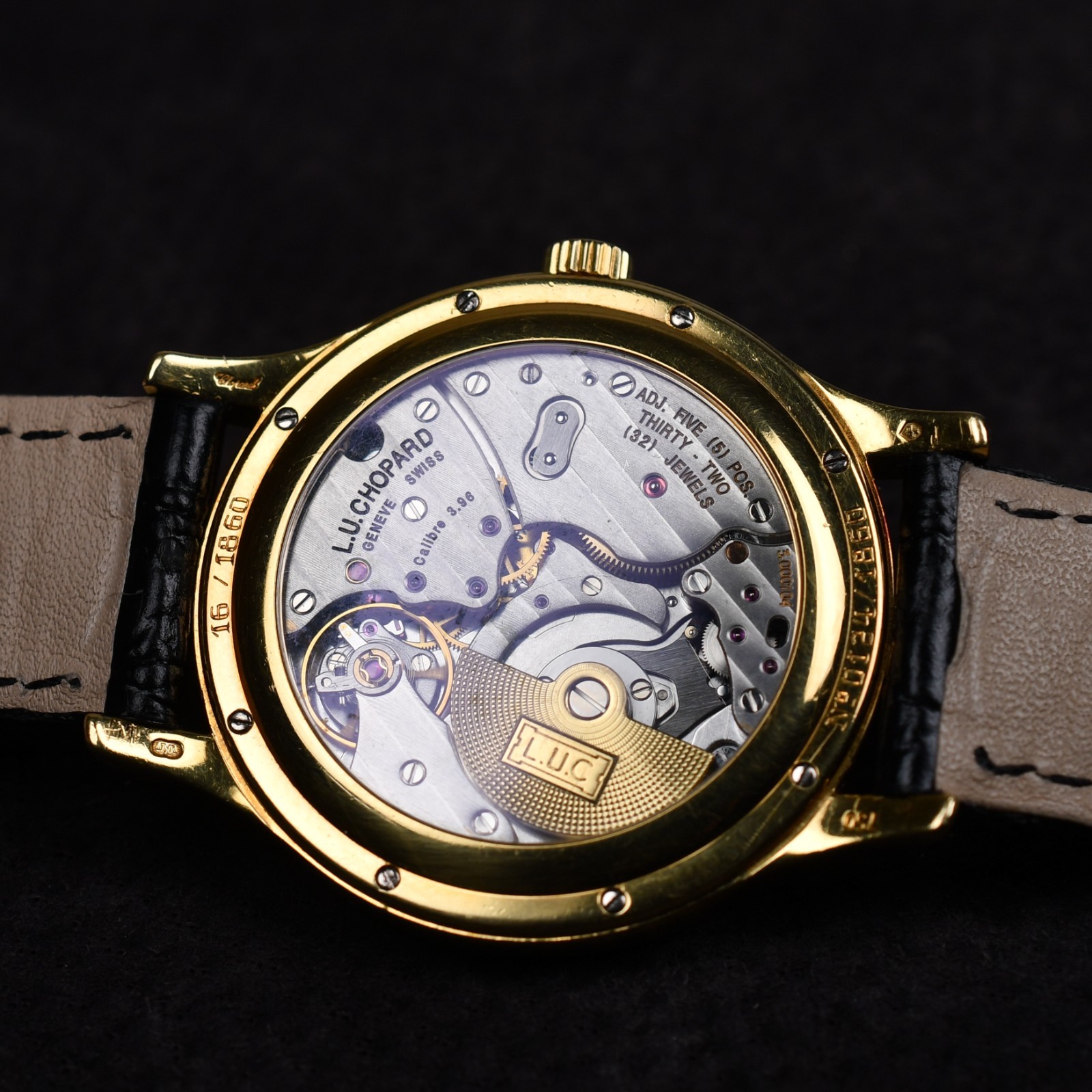 Chopard 16/1860 36mm 1998 Caliber 3.96 18k Yellow Gold Full Set Double Back Auto