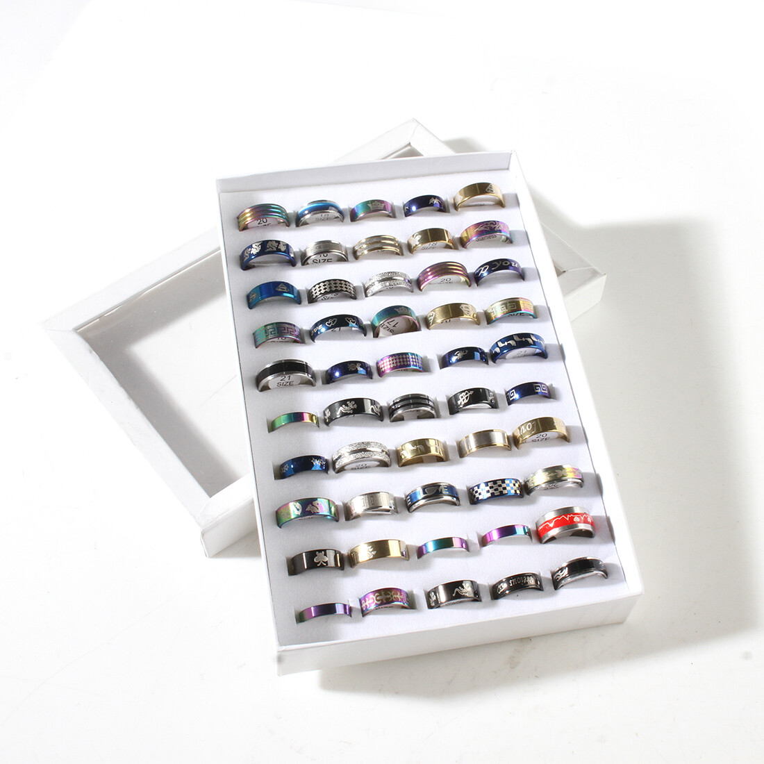 NEW 50pcs Wholesale Bulk Lot Mixed Stainless Steel Rings Men’s Women’s Band Ring