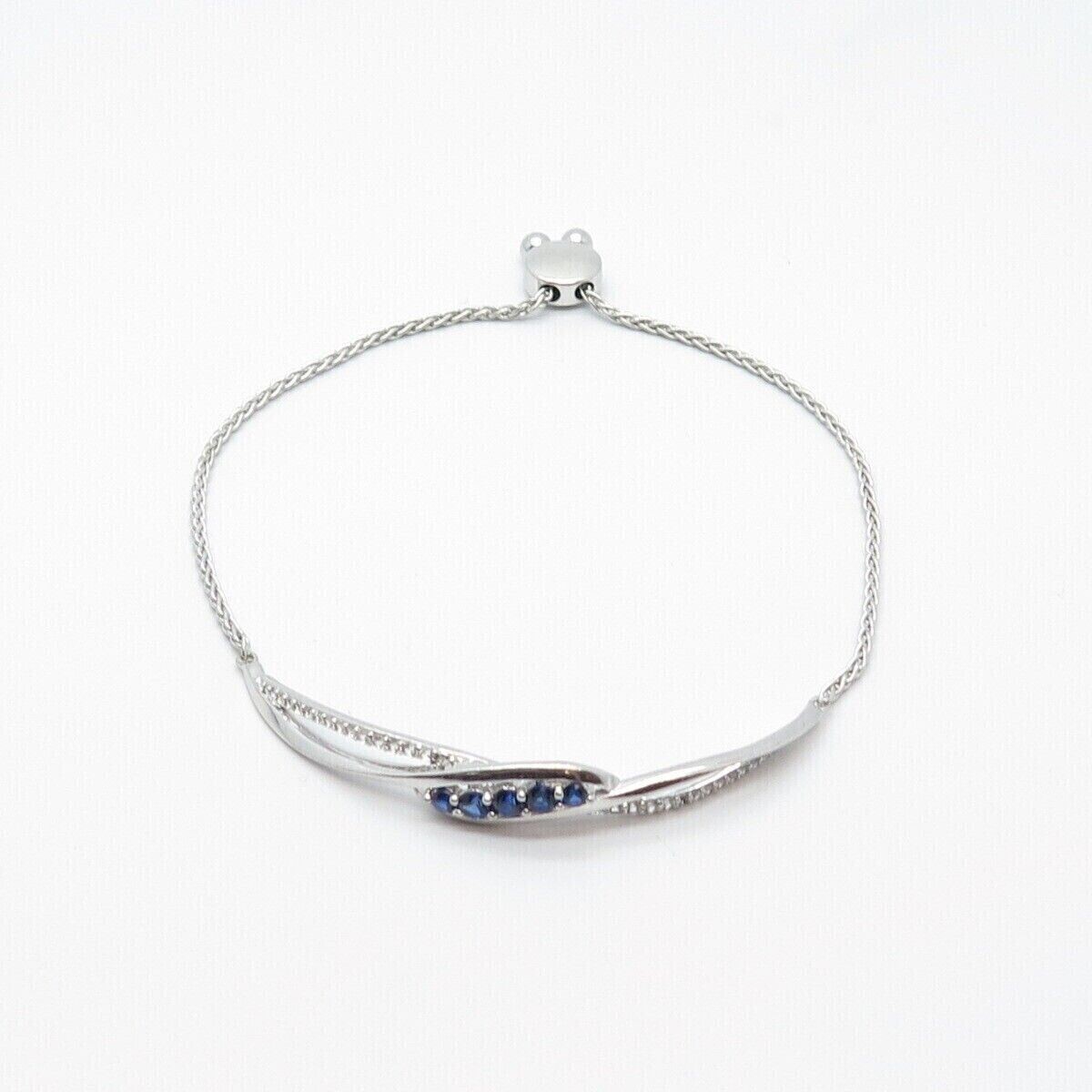 Christmas Gift Bolo Bracelet 4CTRound Lab Created Sapphire 14K White Gold Finish